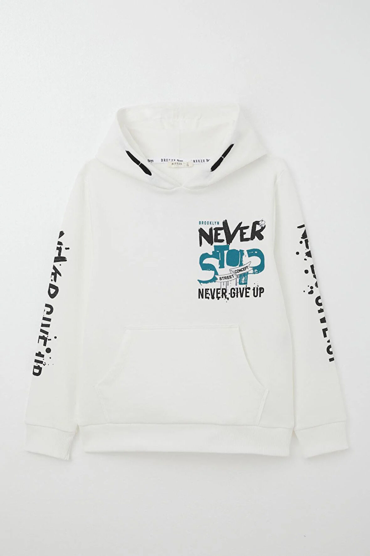 Breeze Erkek Çocuk Sweatshirt Kanguru Cepli Kapüşonlu 9-16 Yaş, Ekru