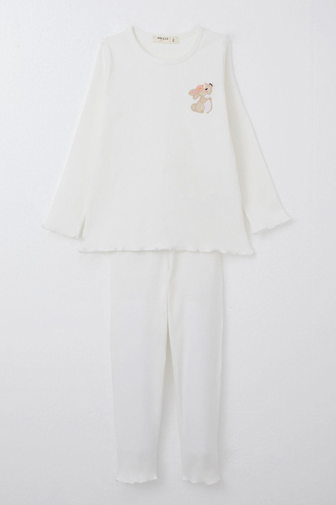 Breeze Kız Çocuk Taytlı Takım Sevimli Tavşancık Nakışlı 2-6 Yaş, Ekru