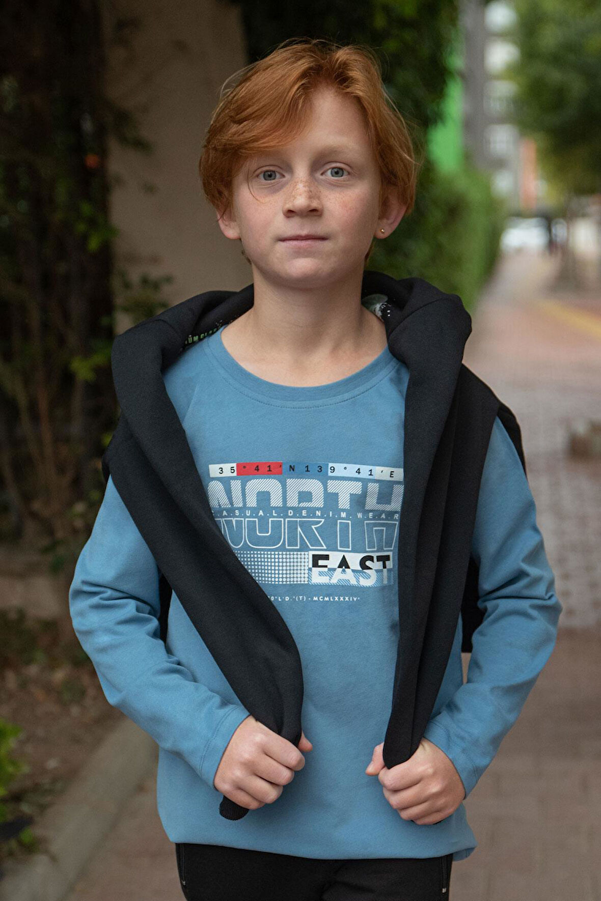 Breeze Erkek Çocuk Uzun Kollu Tişört Yazı Baskılı 6-12 Yaş, İndigo