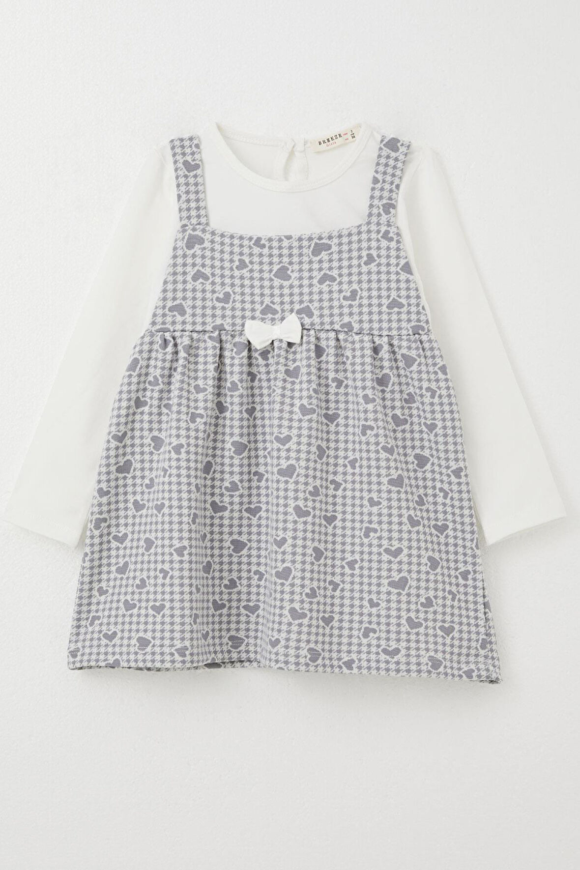 Breeze Kız Çocuk Uzun Kollu Elbise Kalp & Kazayağı Desenli 1.5-5 Yaş, Buz Mavisi