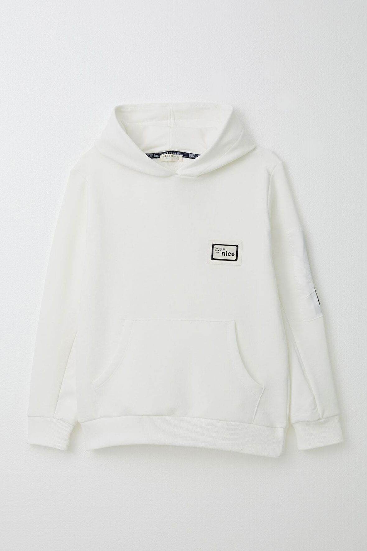 Breeze Erkek Çocuk Sweatshirt Armalı Kolu Cepli Fermuarlı  9-14 Yaş, Beyaz