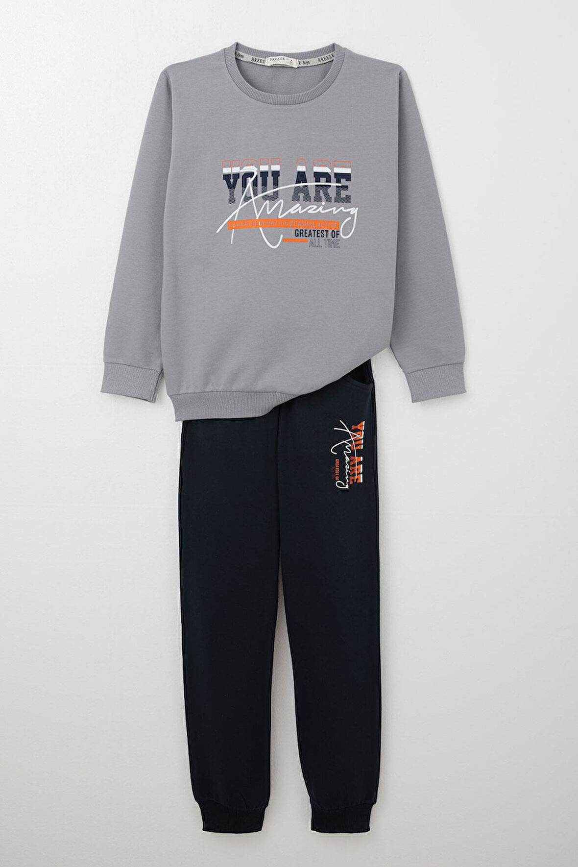 Breeze Erkek Çocuk Eşofman Takım Yazı Baskılı 4-8 Yaş, Gri