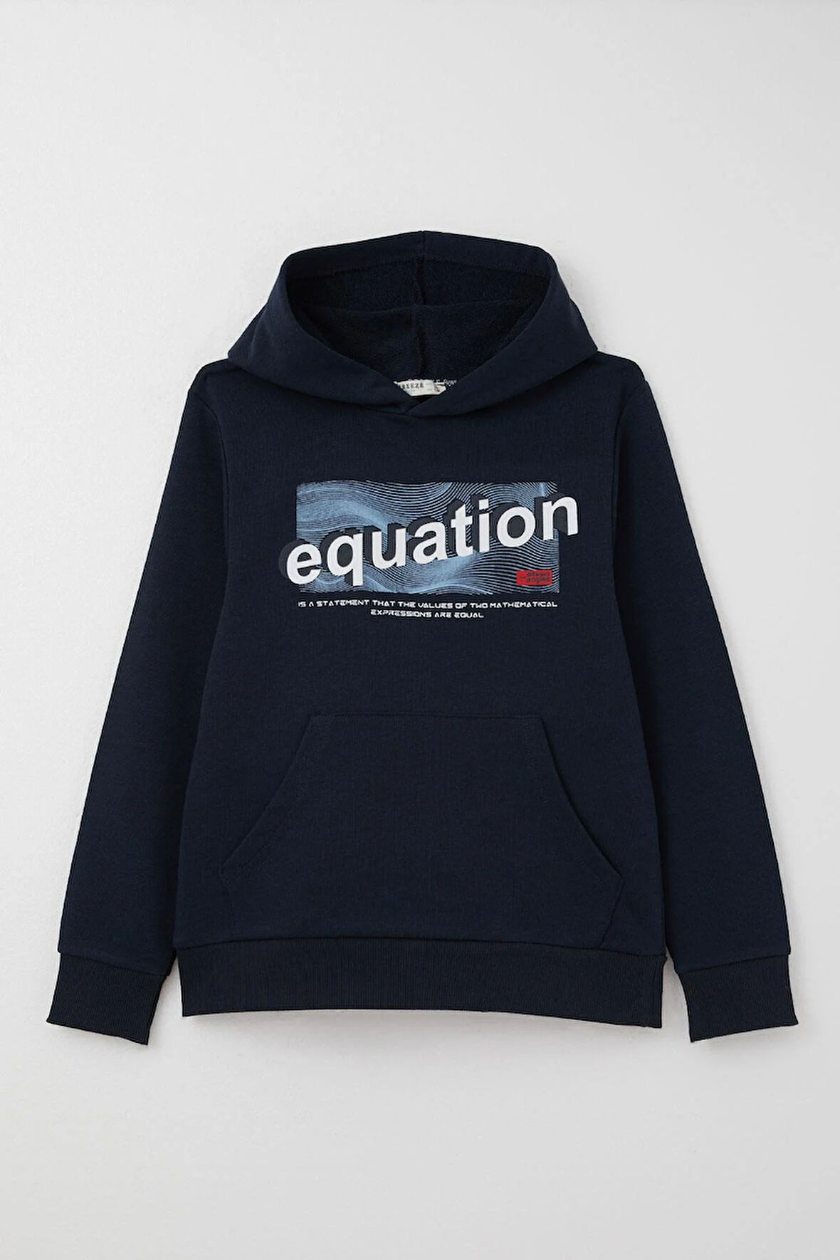 Breeze Erkek Çocuk Sweatshirt Yazı Baskılı Kanguru Cepli Kapüşonlu 8-14 Yaş, Lacivert