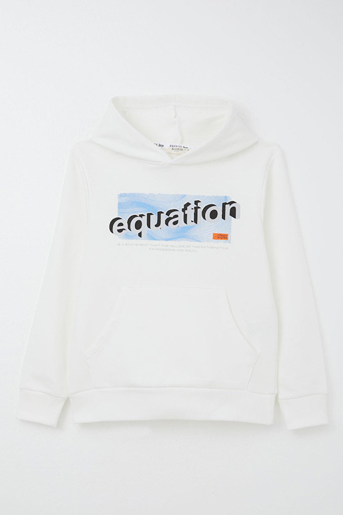 Breeze Erkek Çocuk Sweatshirt Yazı Baskılı Kanguru Cepli Kapüşonlu 8-14 Yaş, Beyaz