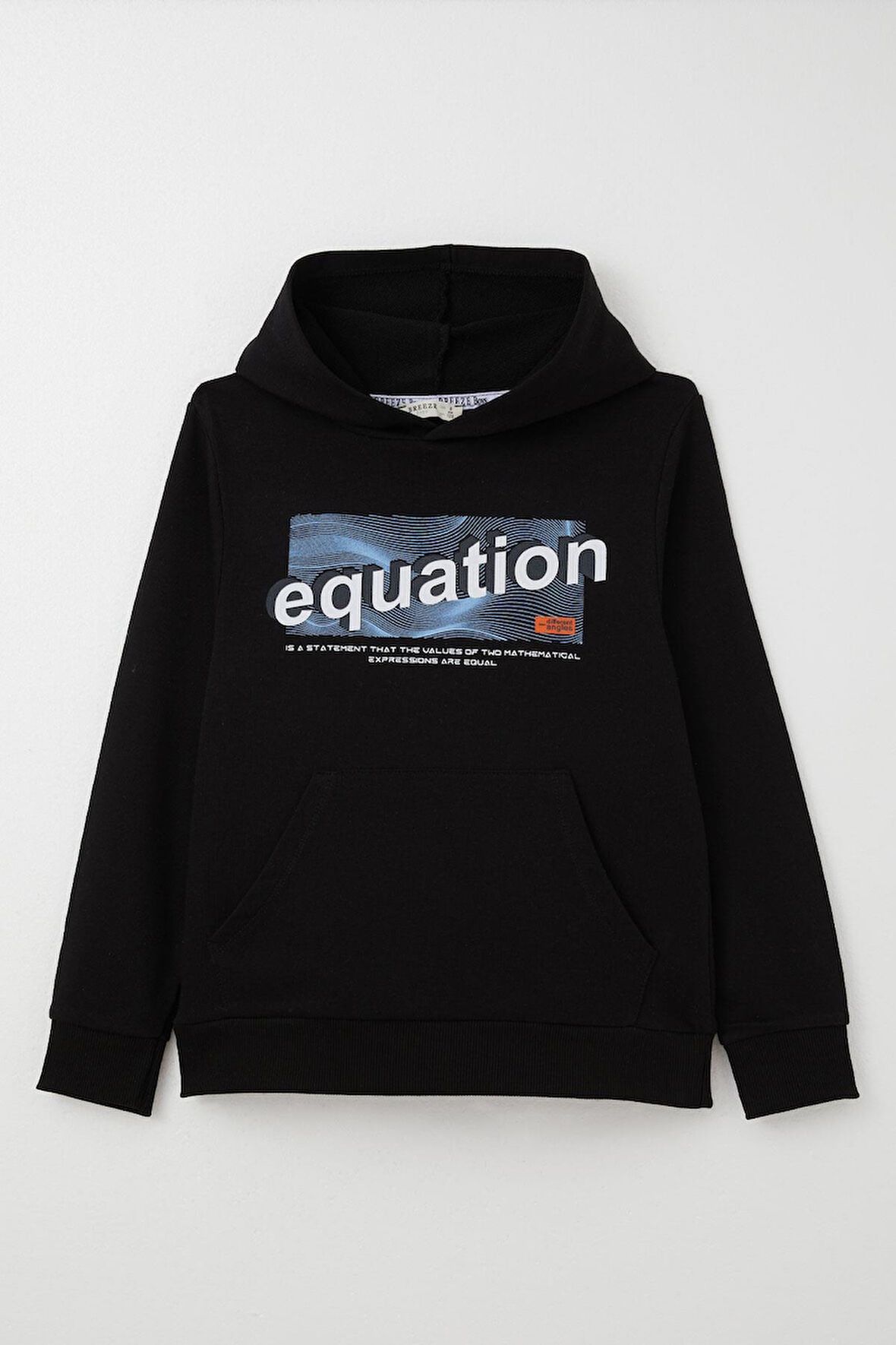 Breeze Erkek Çocuk Sweatshirt Yazı Baskılı Kanguru Cepli Kapüşonlu 8-14 Yaş, Siyah