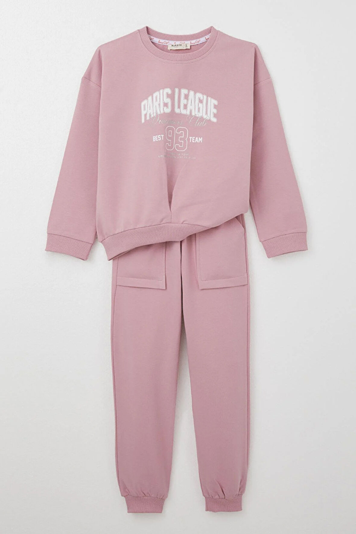 Breeze Kız Çocuk Eşofman Takım Lig Temalı Ön Kısmı V Dikişli 5-10 Yaş, Gülkurusu