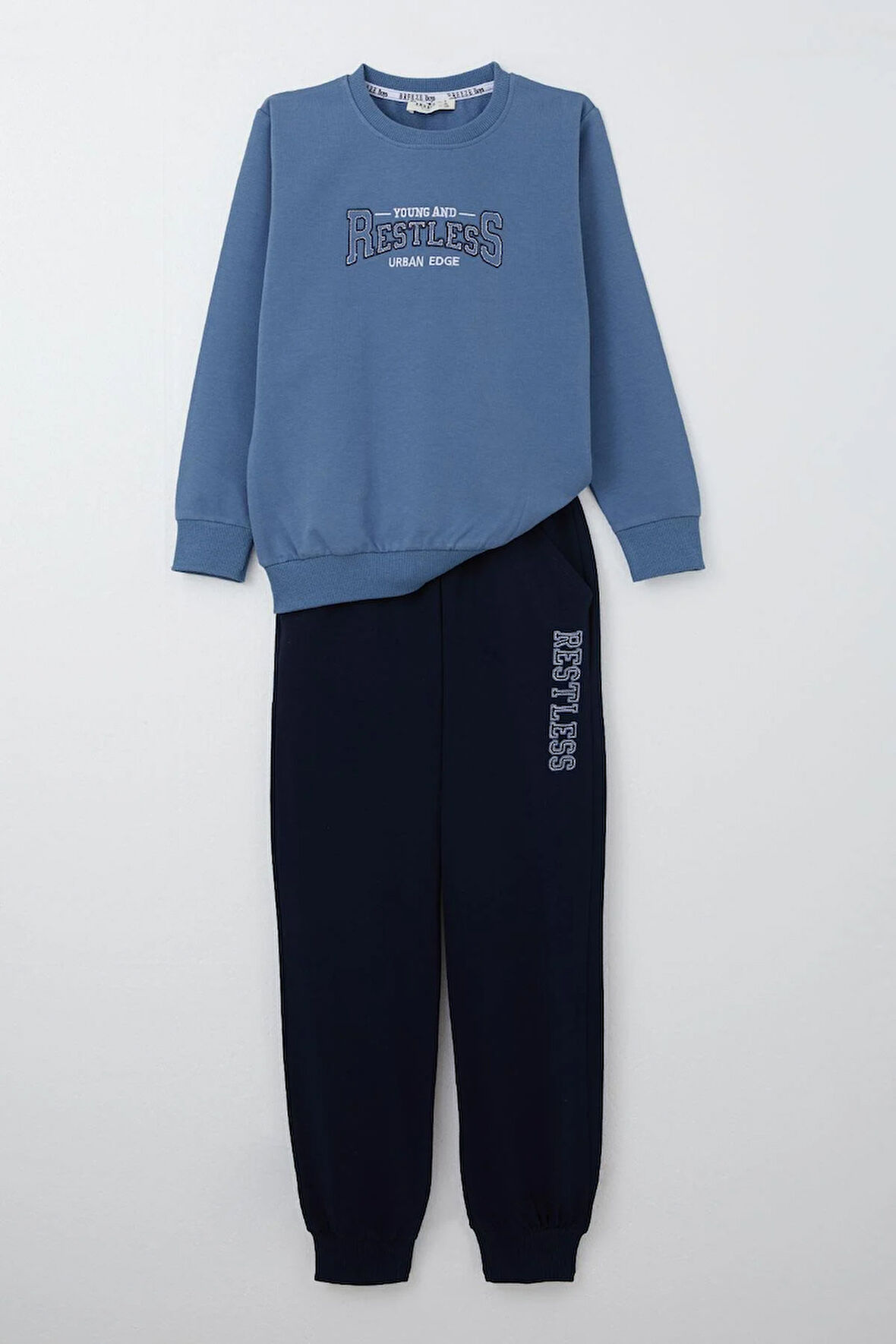 Breeze Erkek Çocuk Eşofman Takım Yazı Baskılı Cepli 5-10 Yaş, İndigo