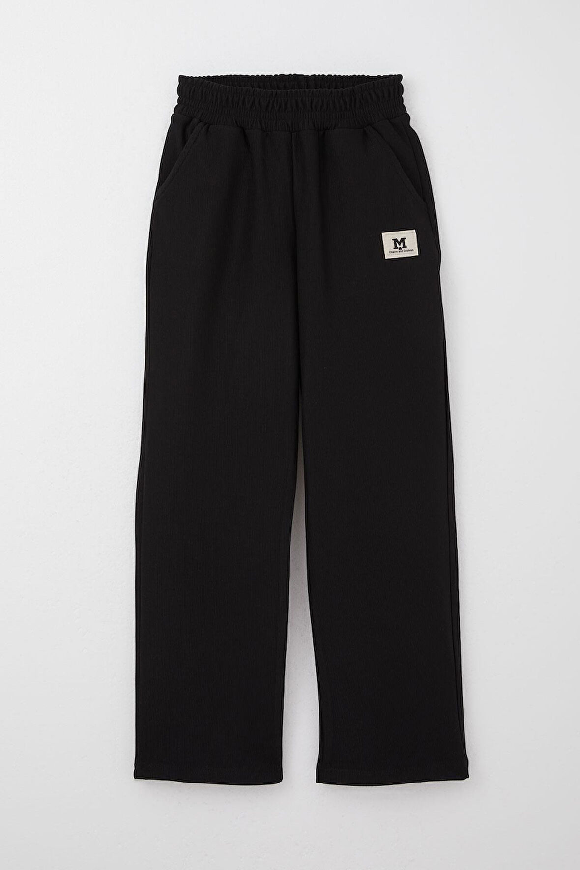 Breeze Kız Çocuk Eşofman Altı Beli Lastikli Cepli Armalı 6-12 Yaş, Siyah