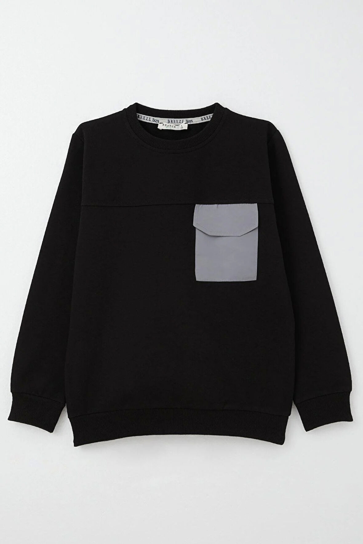 Breeze Erkek Çocuk Sweatshirt Kapaklı Cep Detaylı 6-12 Yaş, Siyah