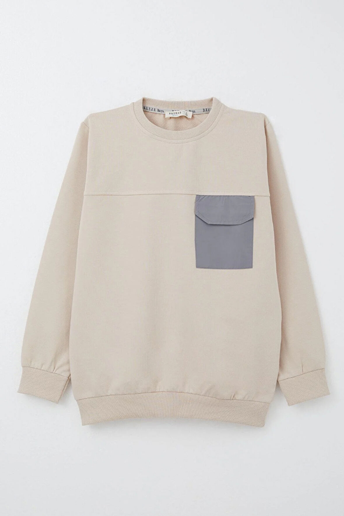 Breeze Erkek Çocuk Sweatshirt Kapaklı Cep Detaylı 6-12 Yaş, Bej