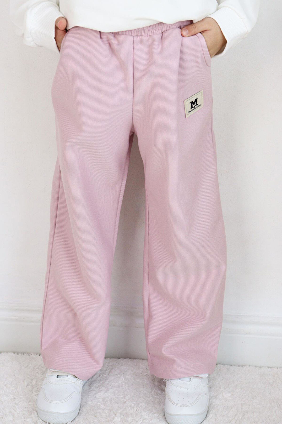 Breeze Kız Çocuk Eşofman Altı Beli Lastikli Cepli Armalı 6-12 Yaş, Açık Lila