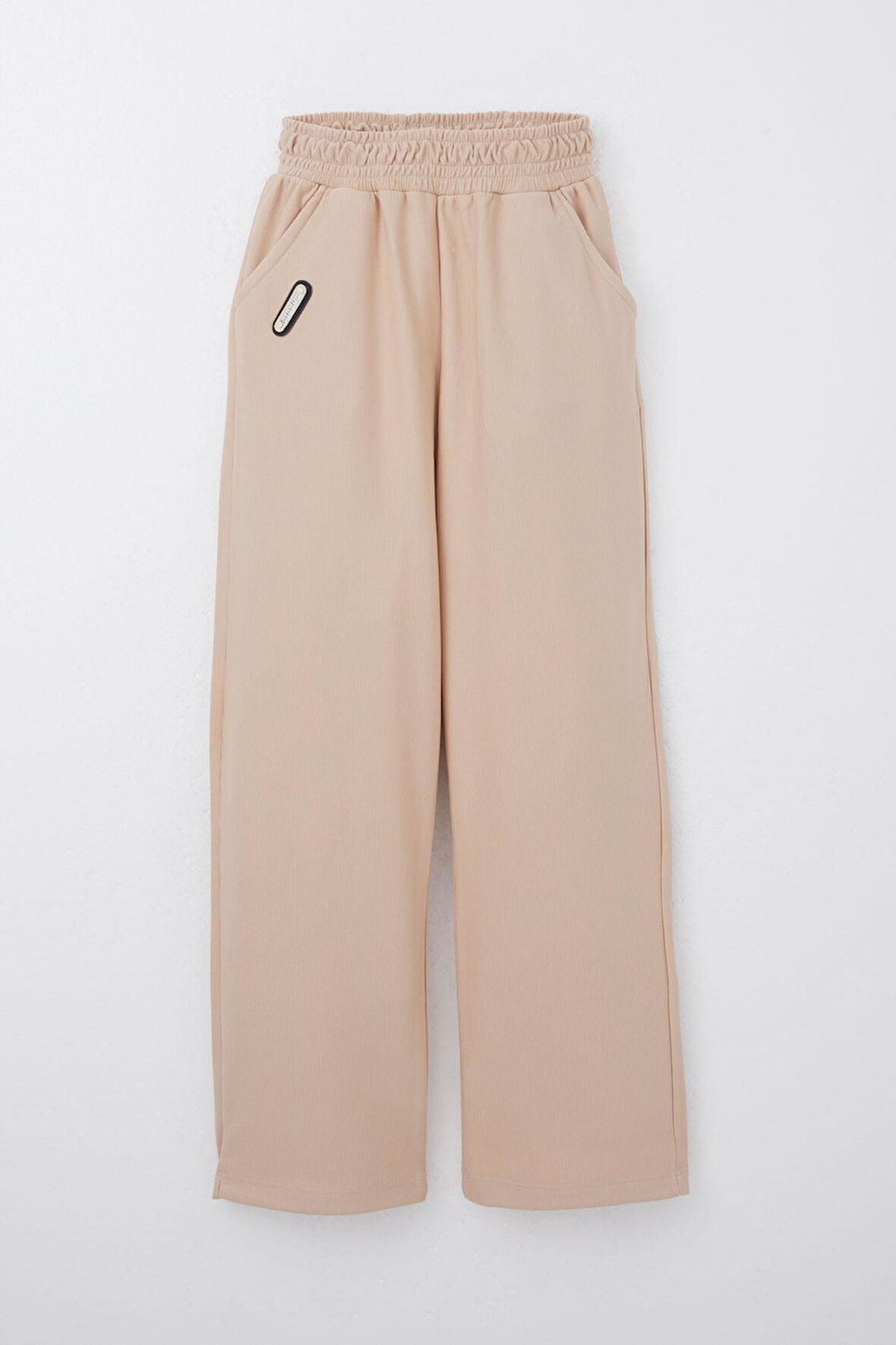 Breeze Kız Çocuk Eşofman Altı Beli Lastikli Cepli Armalı 6-12 Yaş, Bej