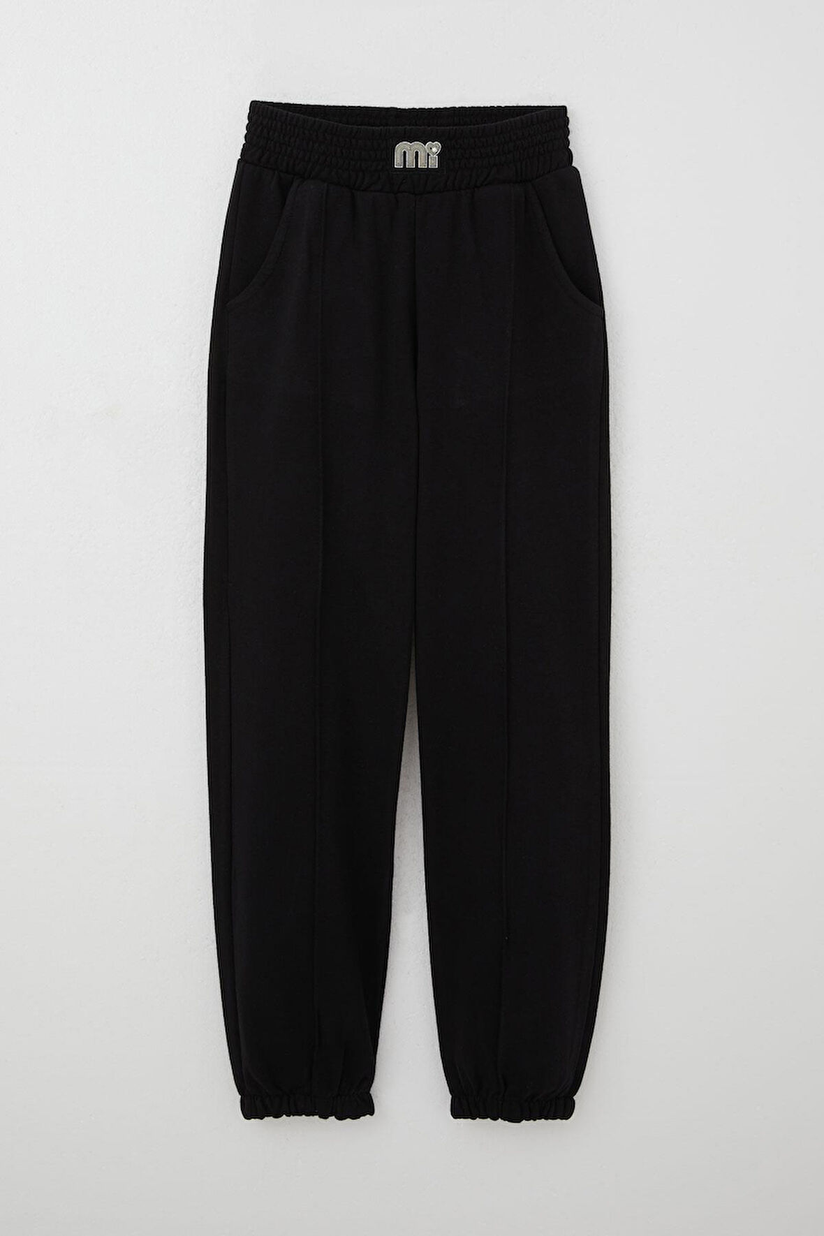 Breeze Kız Çocuk Eşofman Altı Bel Kısmı Arma Detaylı İncili 9-14 Yaş, Siyah