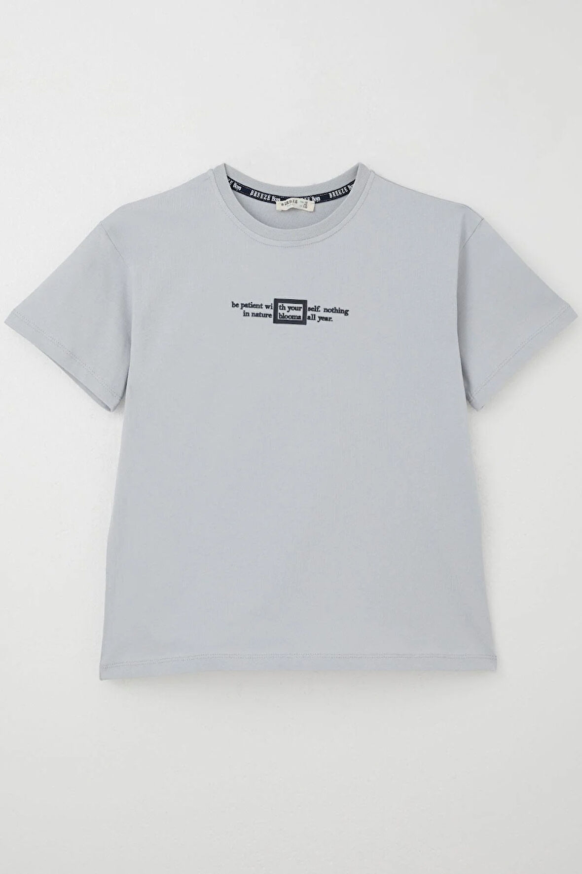 Breeze Erkek Çocuk Tişört Kabartma Yazı Baskılı 9-14 Yaş, Gri