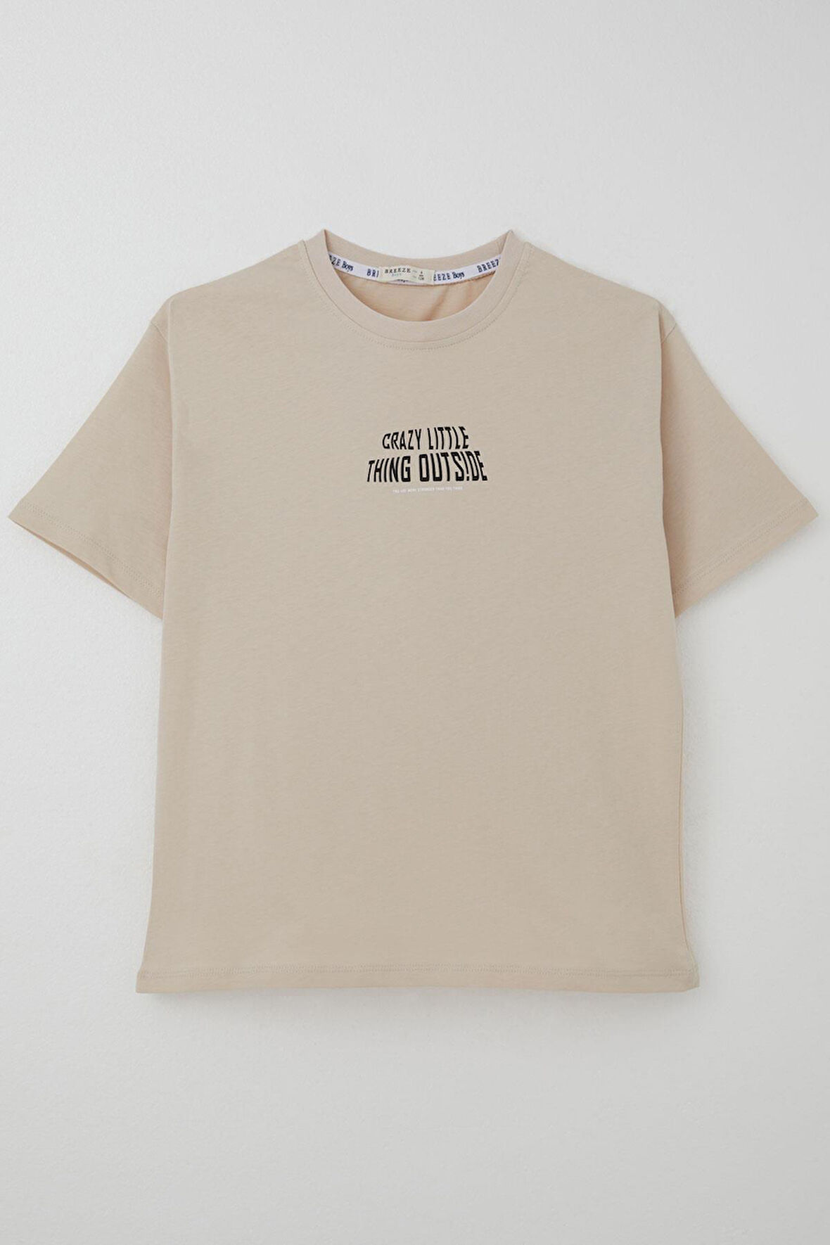 Breeze Erkek Çocuk Tişört Yazı Baskılı 8-12 Yaş, Bej