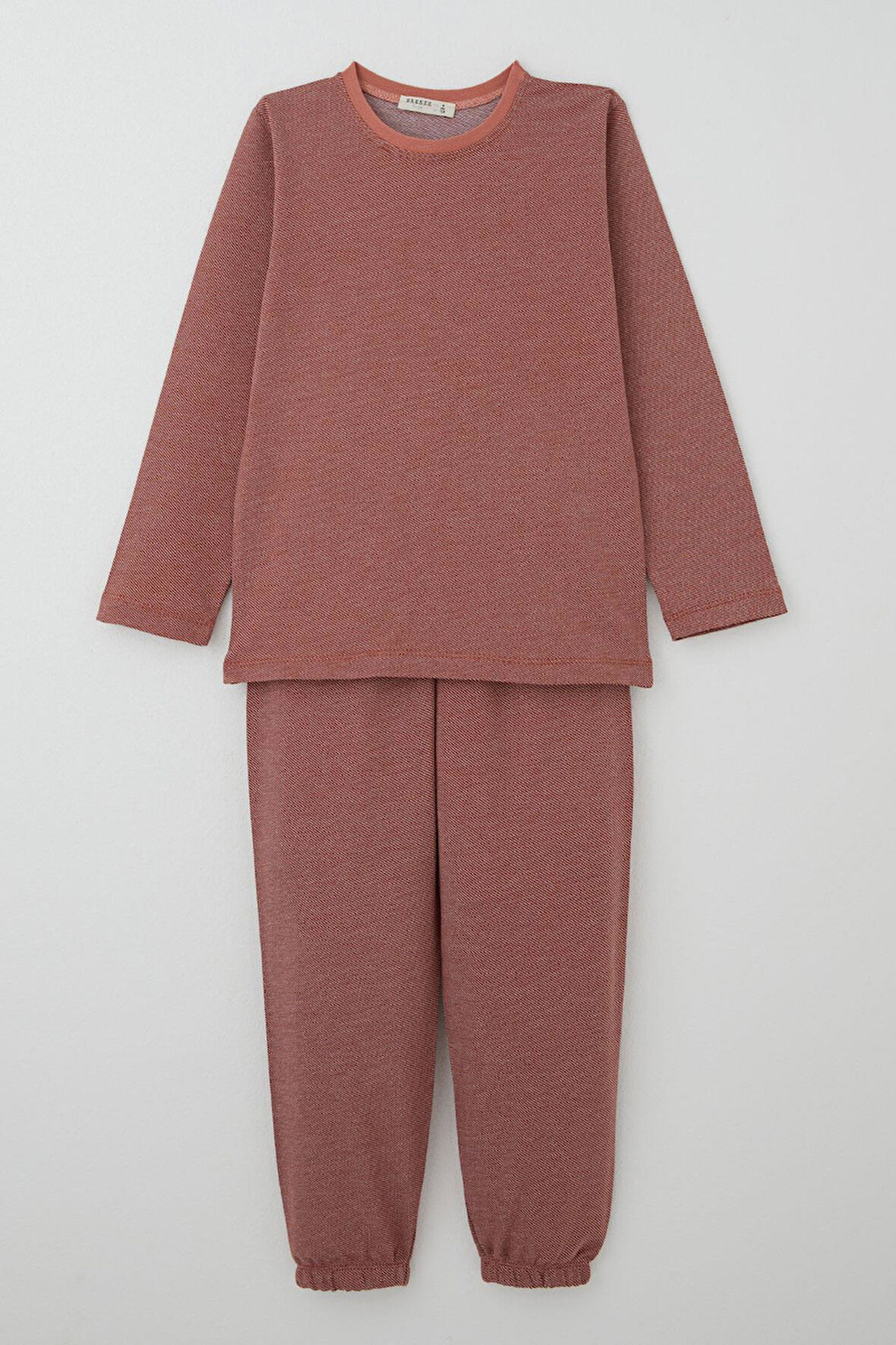 Breeze Erkek Çocuk Pijama Takımı Verev Çizgi Desenli 4-8 Yaş, Kiremit