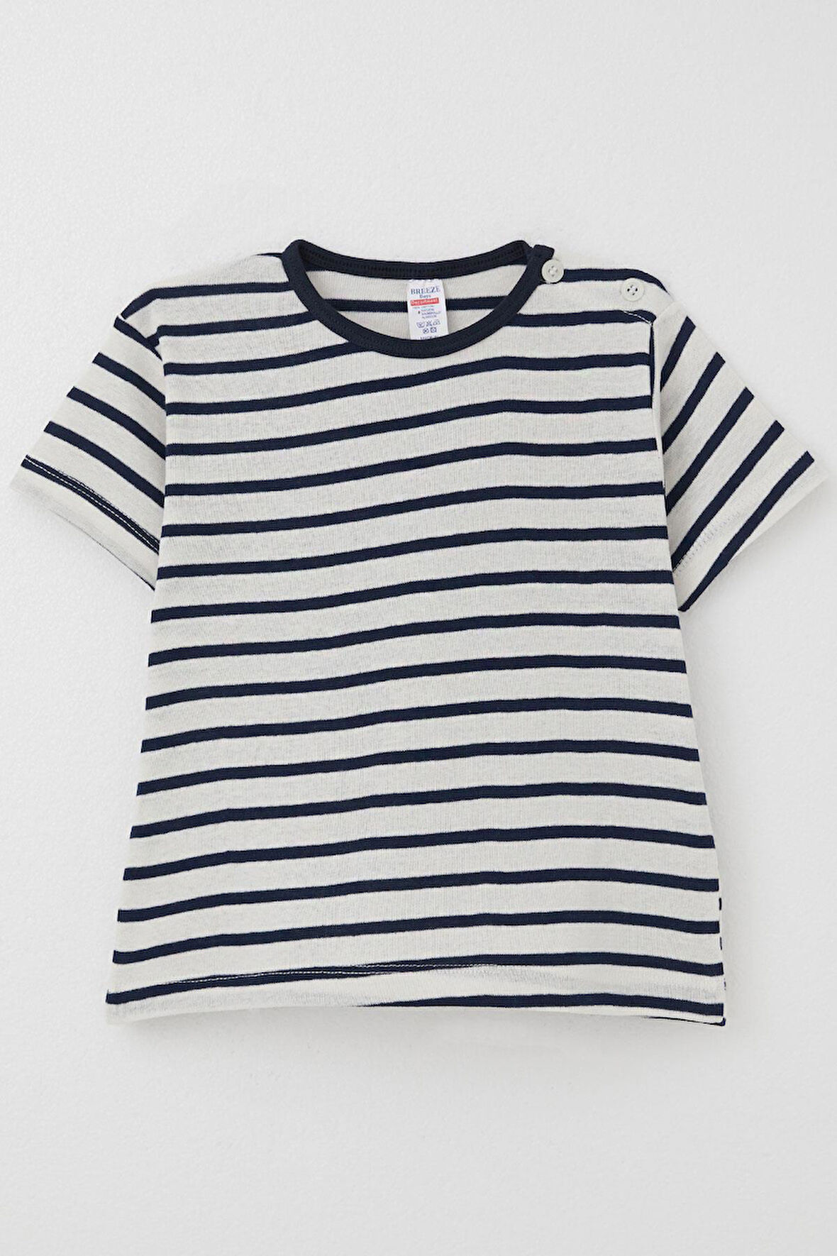 Breeze Erkek Çocuk Tişört Patlı Çizgili 1-4 Yaş, Ekru