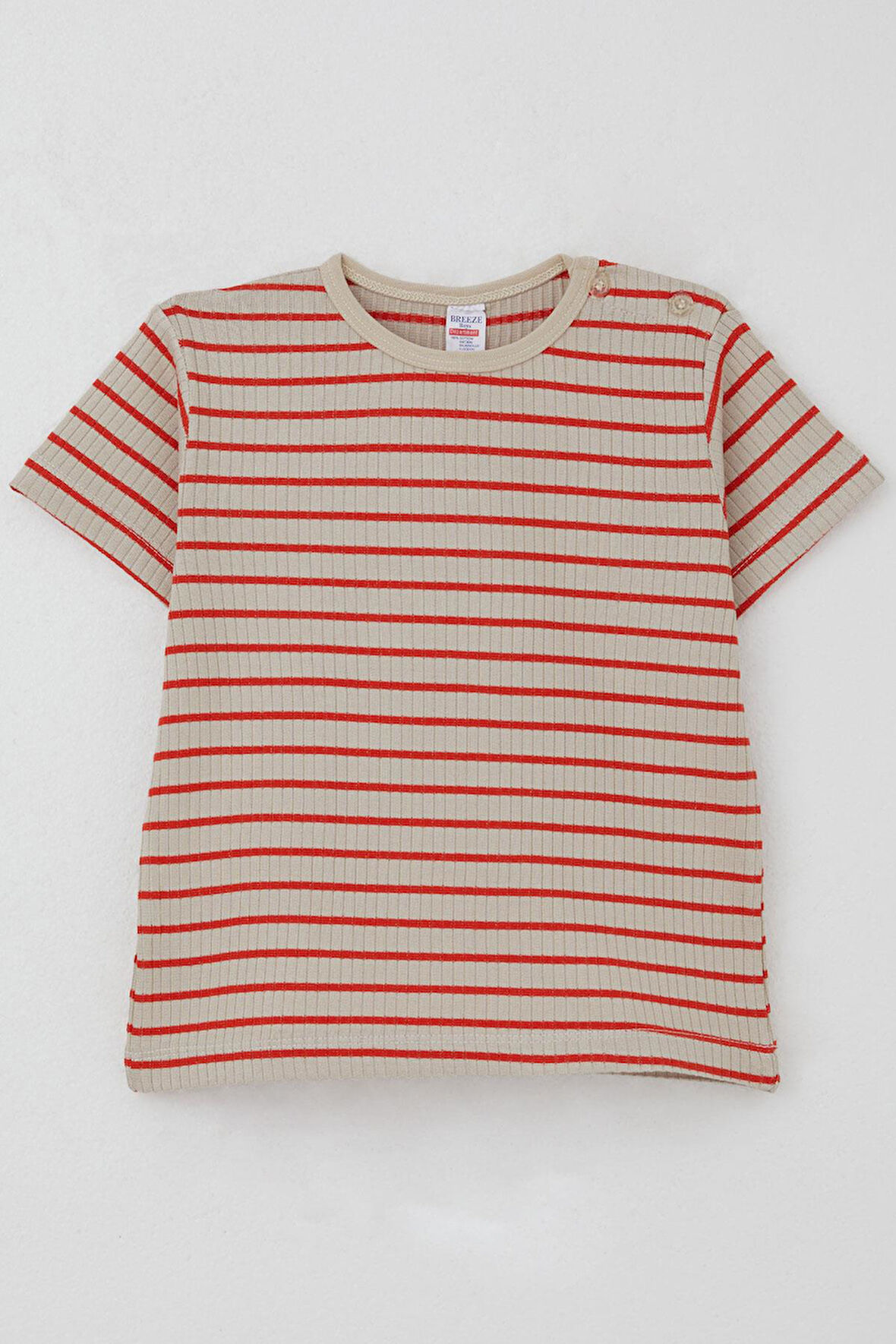 Breeze Erkek Çocuk Tişört Patlı Çizgili 1-4 Yaş, Bej