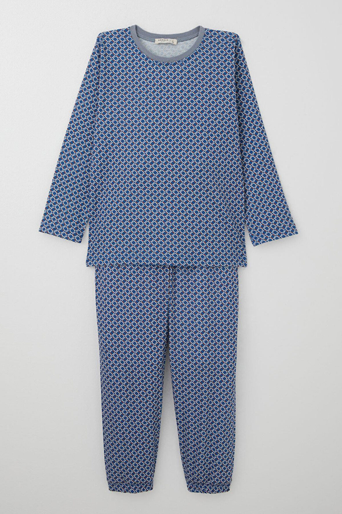 Breeze Erkek Çocuk Pijama Takımı Kare Desenli 4-8 Yaş, Mavi