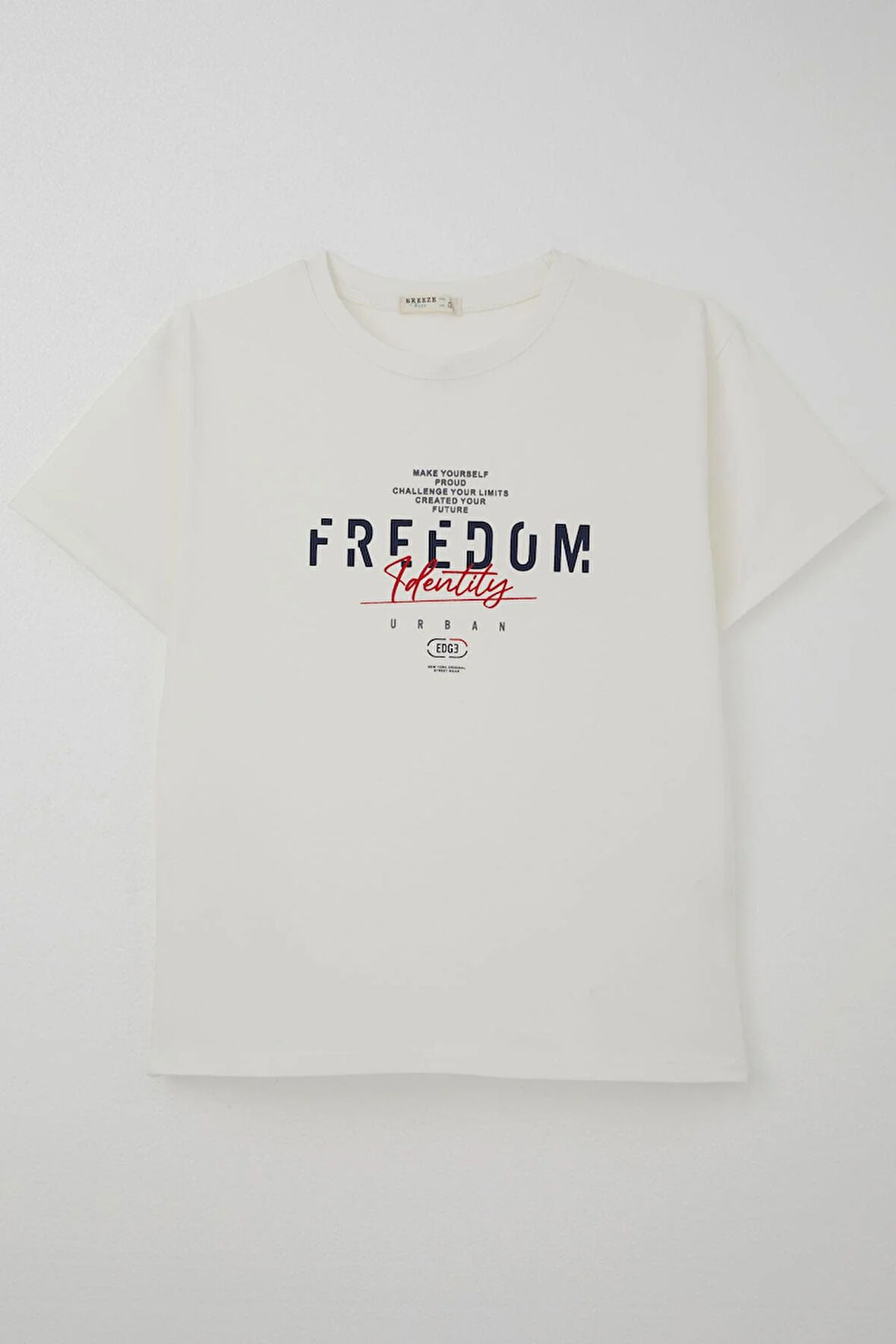 Breeze Erkek Çocuk Tişört Yazı Bakılı 5-10 Yaş, Ekru