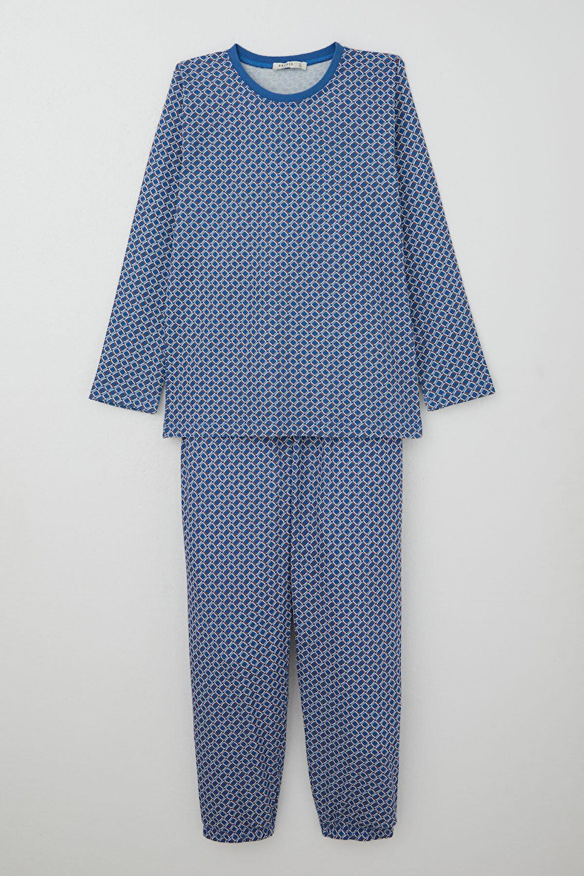 Breeze Erkek Çocuk Pijama Takımı Kare Desenli 9-12 Yaş, Mavi