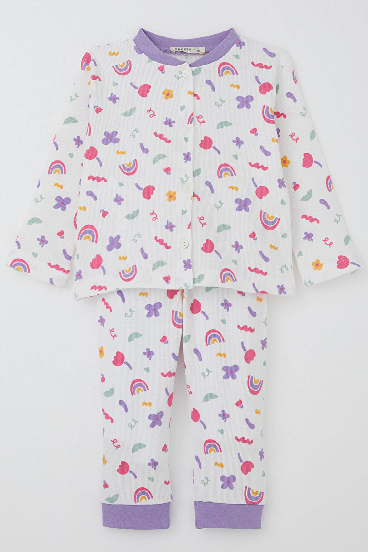 Breeze Kız Bebek Pijama Takımı Baharın Renkleri 4 Ay-1 Yaş, Beyaz