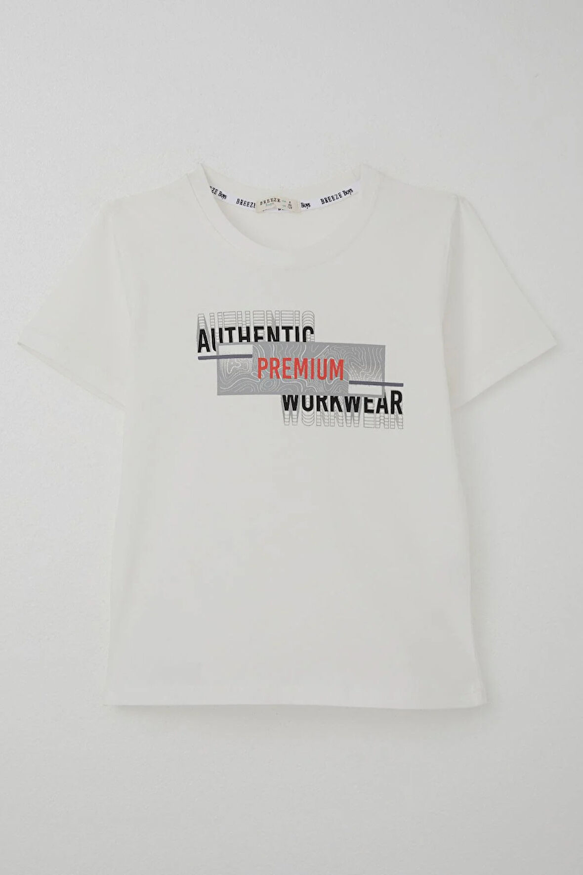 Breeze Erkek Çocuk Tişört Yansıma Efekti Yazı Baskılı 8-14 Yaş, Ekru