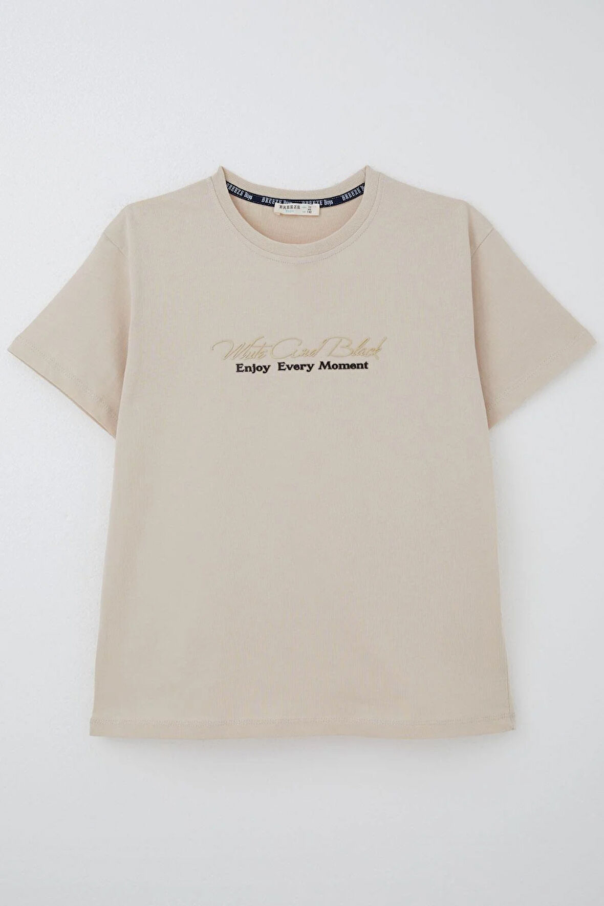 Breeze Erkek Çocuk Tişört Kabartma Yazı Baskılı 9-14 Yaş, Bej