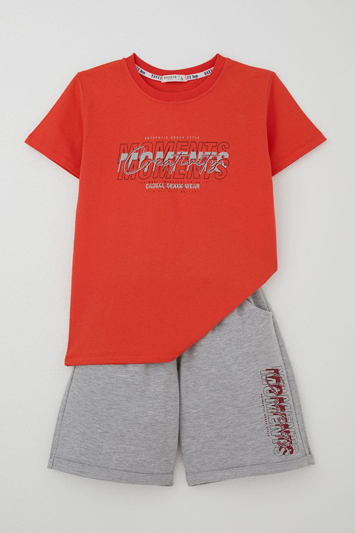 Breeze Erkek Çocuk Şortlu Takım Yazı Baskılı Beli Lastikli 8-14 Yaş, Narçiçeği