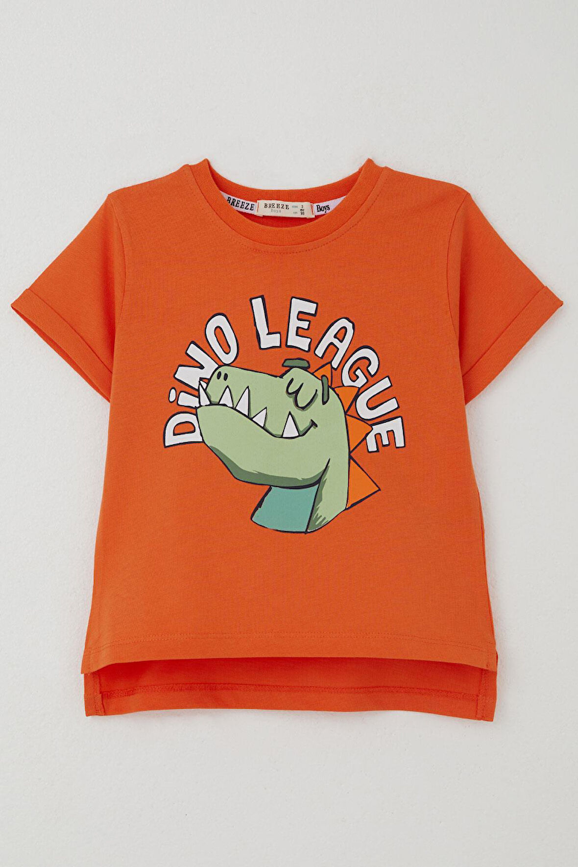 Breeze Erkek Çocuk Tişört Lig Yıldızı Dinozor Baskılı 2-6 Yaş, Turuncu