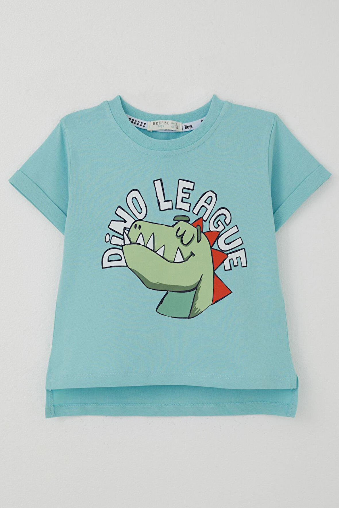 Breeze Erkek Çocuk Tişört Lig Yıldızı Dinozor Baskılı 2-6 Yaş, Açık Mavi