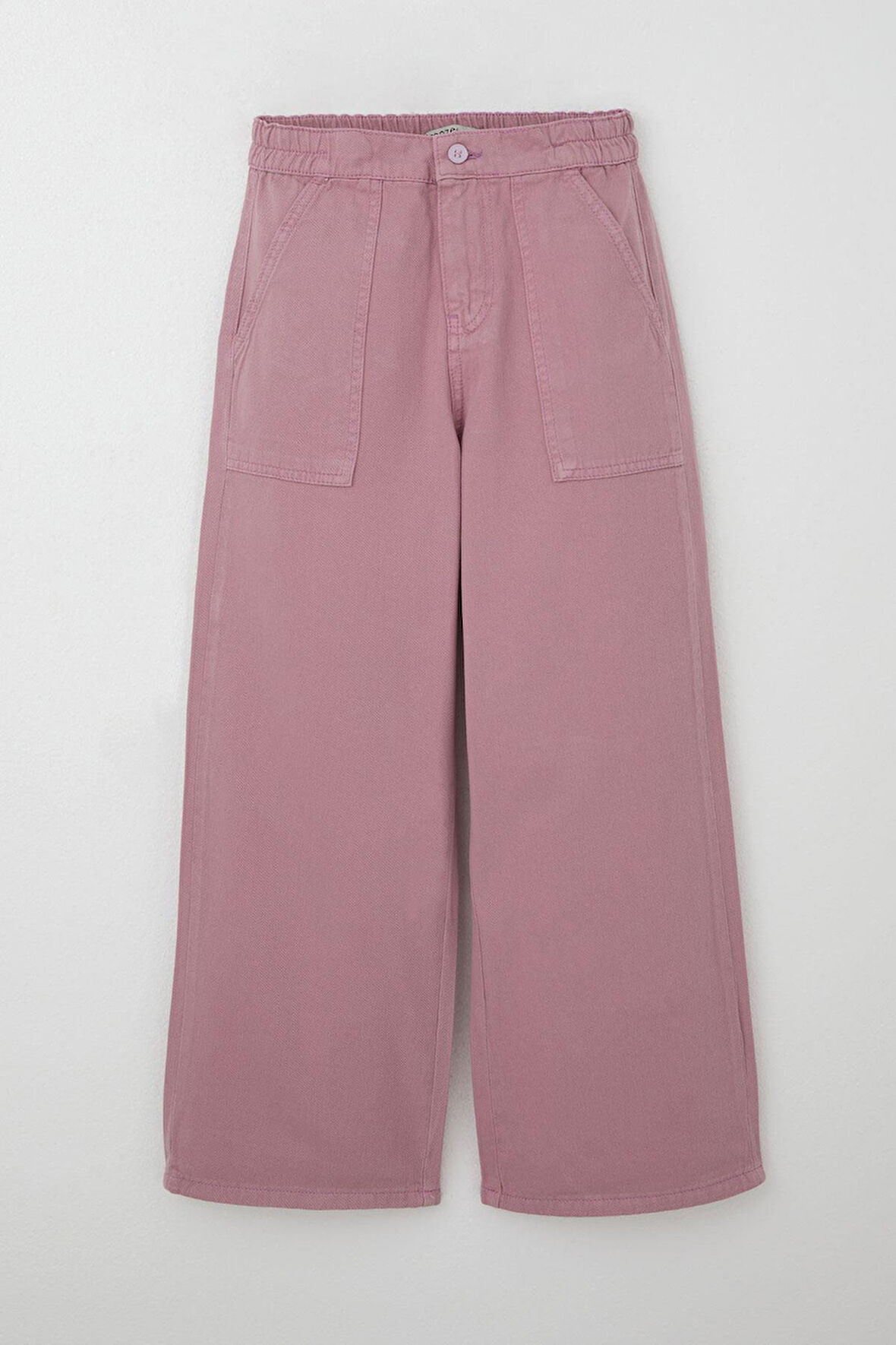 Breeze Kız Çocuk Gabardin Pantolon Geniş Paça Beli Lastikli 5-9 Yaş, Gülkurusu