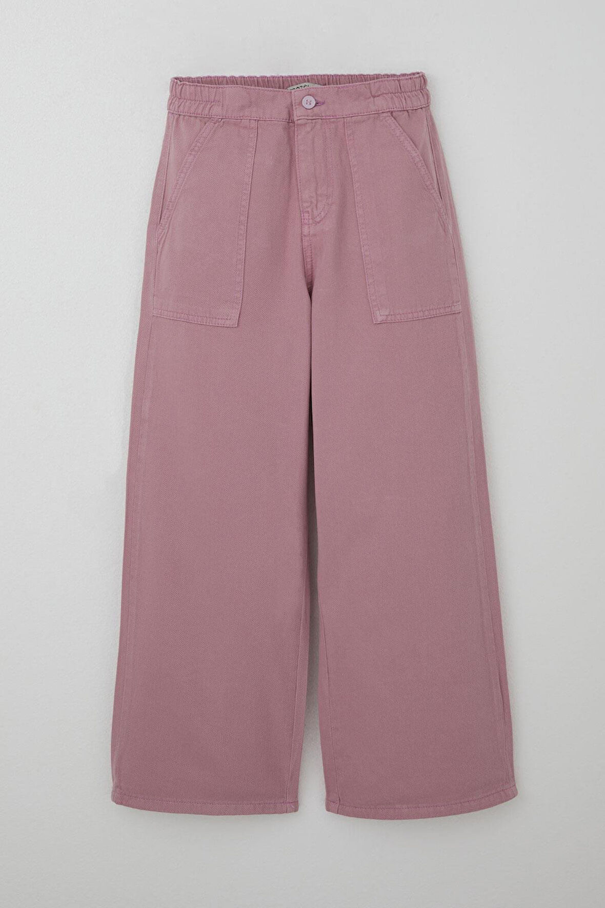 Breeze Kız Çocuk Gabardin Pantolon Geniş Paça Beli Lastikli 10-14 Yaş, Gülkurusu
