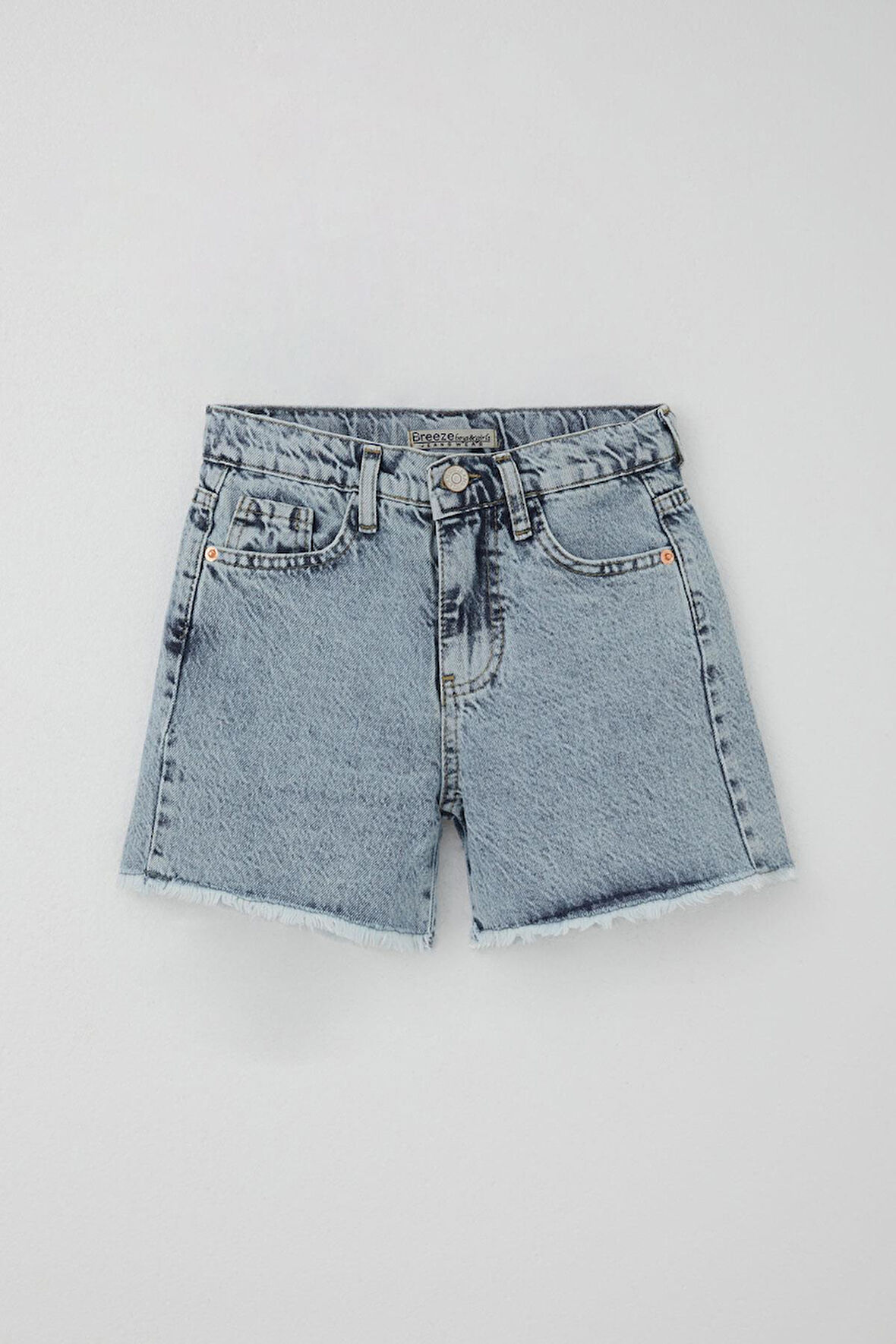 Breeze Kız Çocuk Şort Jean Paçası Püskül Detaylı Cepli 10-14 Yaş, Açık Mavi