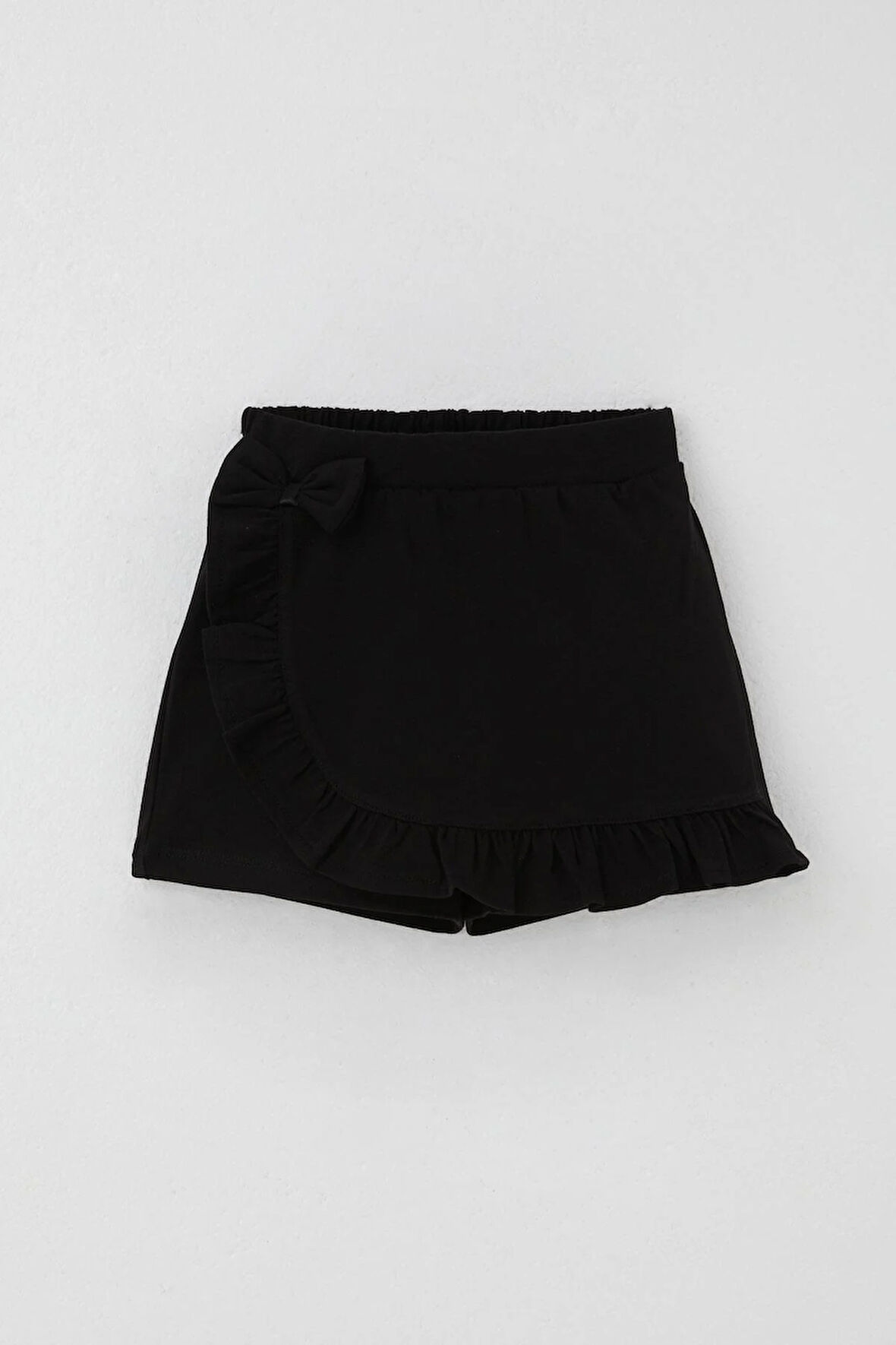 Breeze Kız Çocuk Şort Etek Fiyonk Aksesuarlı Fırfırlı 3-8 Yaş, Siyah