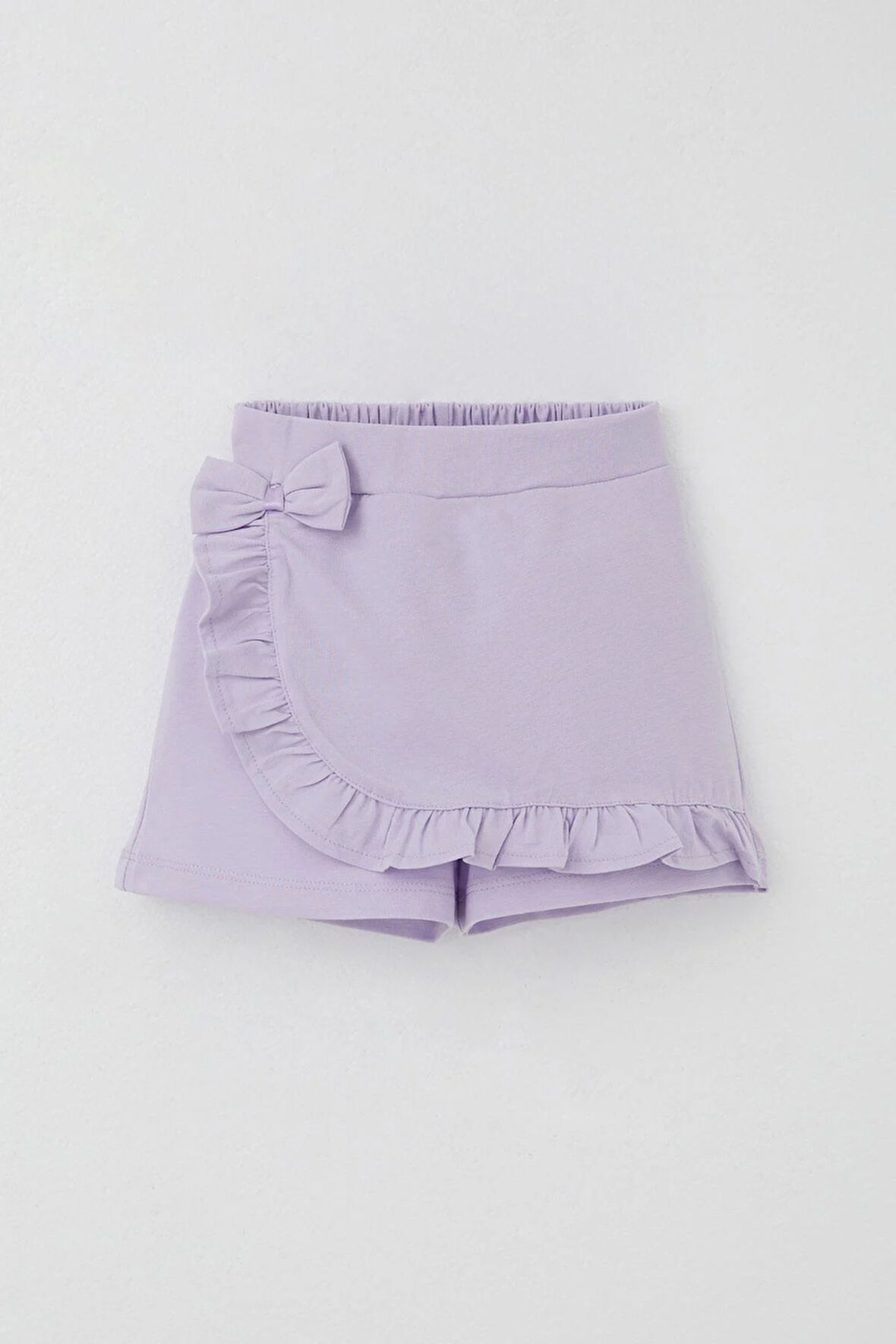 Breeze Kız Çocuk Şort Etek Fiyonk Aksesuarlı Fırfırlı 3-8 Yaş, Açık Lila