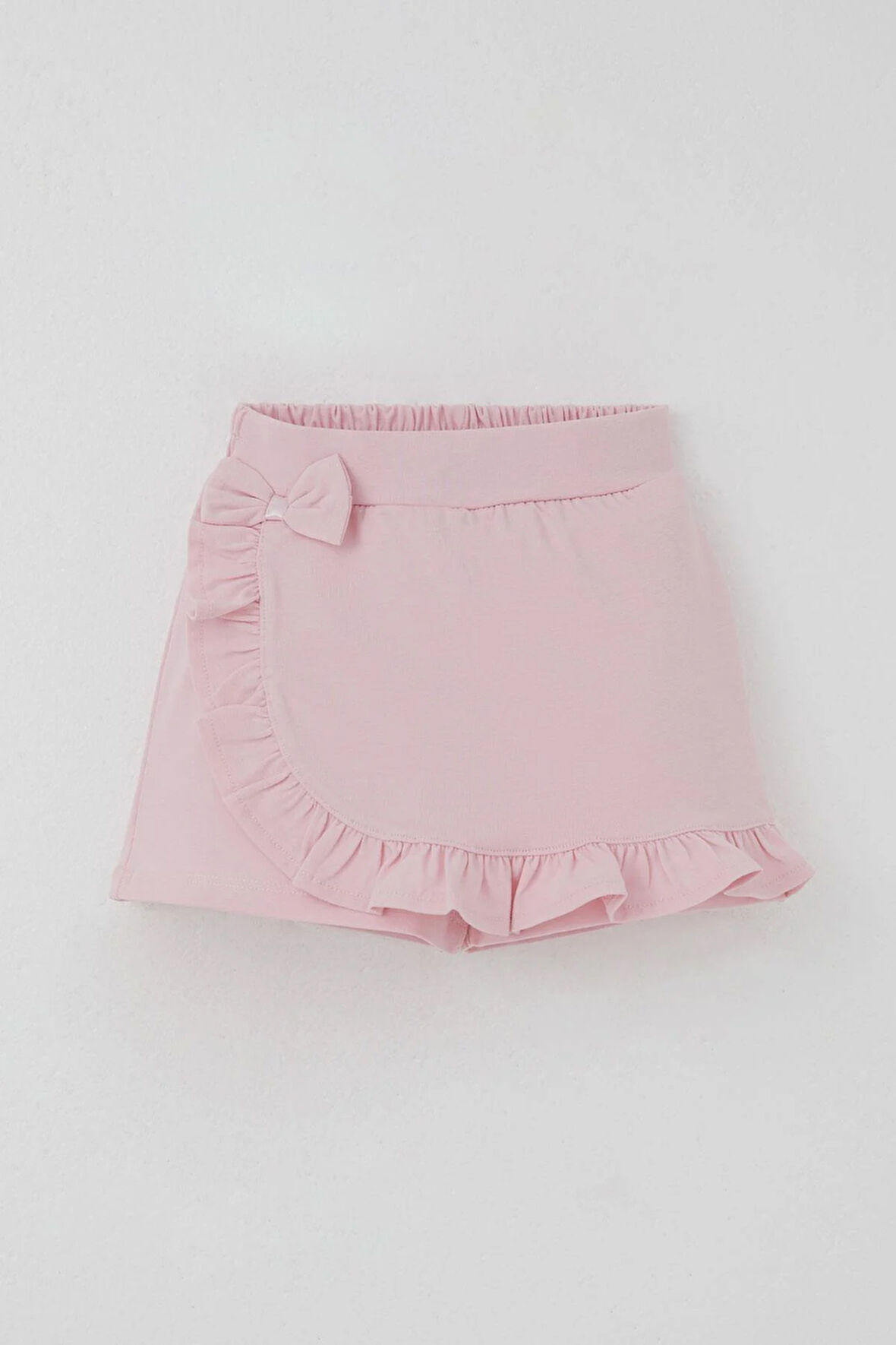 Breeze Kız Çocuk Şort Etek Fiyonk Aksesuarlı Fırfırlı 3-8 Yaş, Pembe