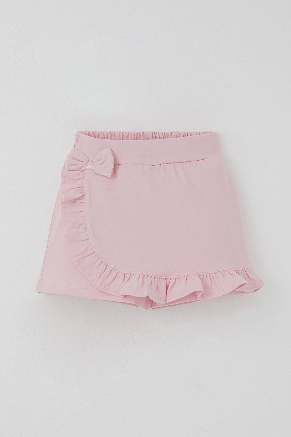 Breeze Kız Çocuk Şort Etek Fiyonk Aksesuarlı Fırfırlı 3-8 Yaş, Pembe