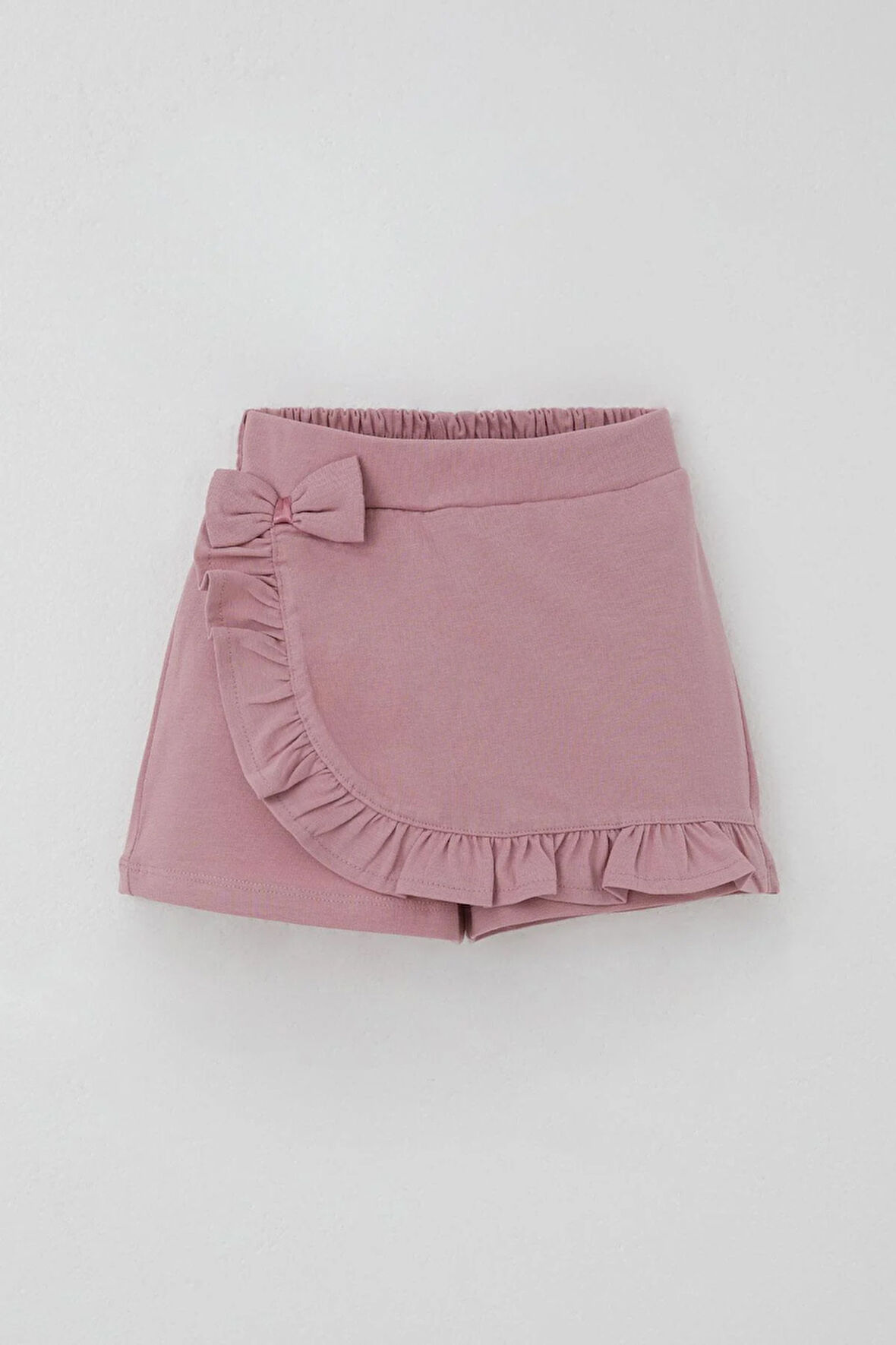 Breeze Kız Çocuk Şort Etek Fiyonk Aksesuarlı Fırfırlı 3-8 Yaş, Gülkurusu