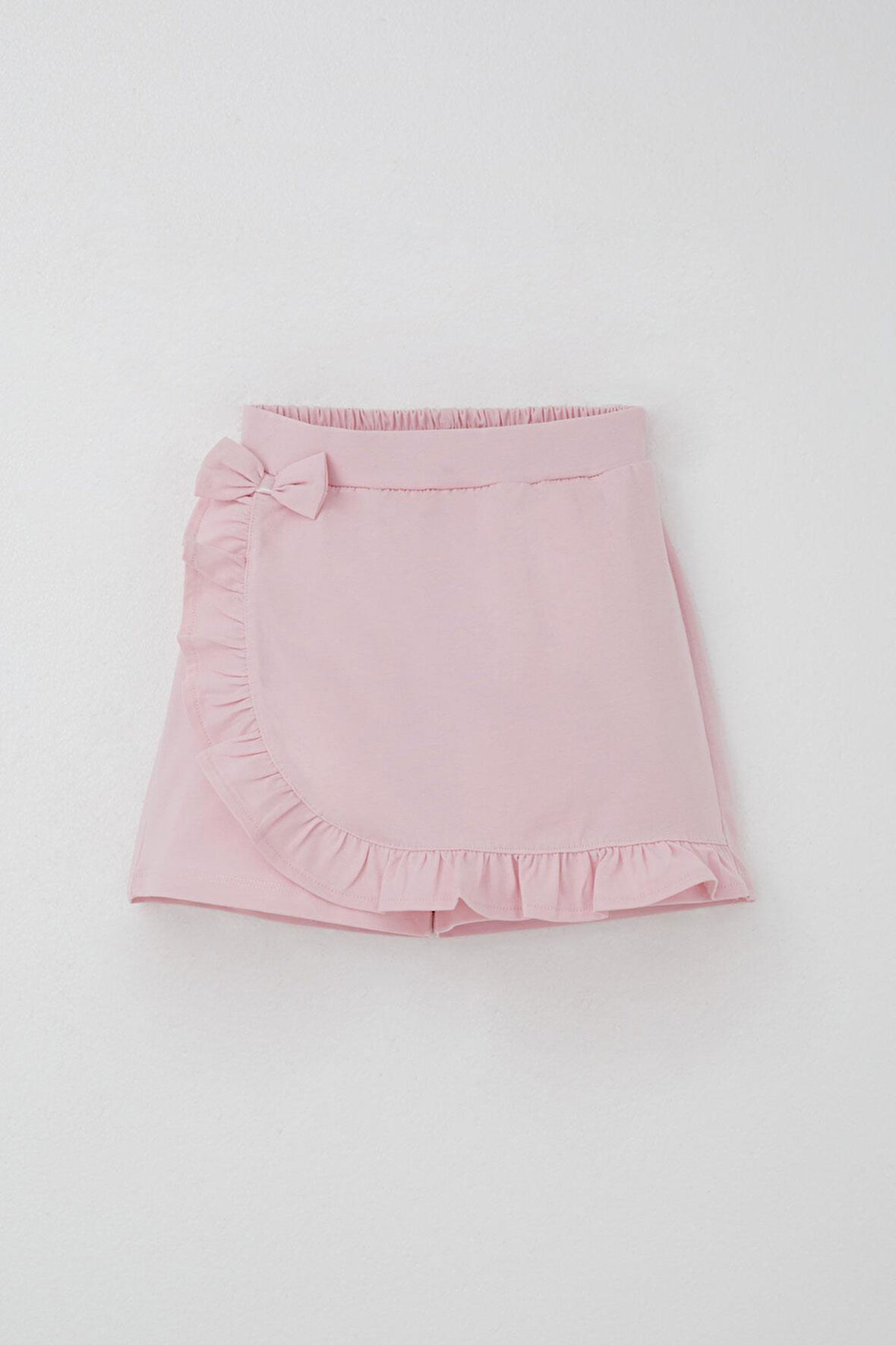 Breeze Kız Çocuk Şort Etek Fiyonk Aksesuarlı Fırfırlı 6-10 Yaş, Pembe