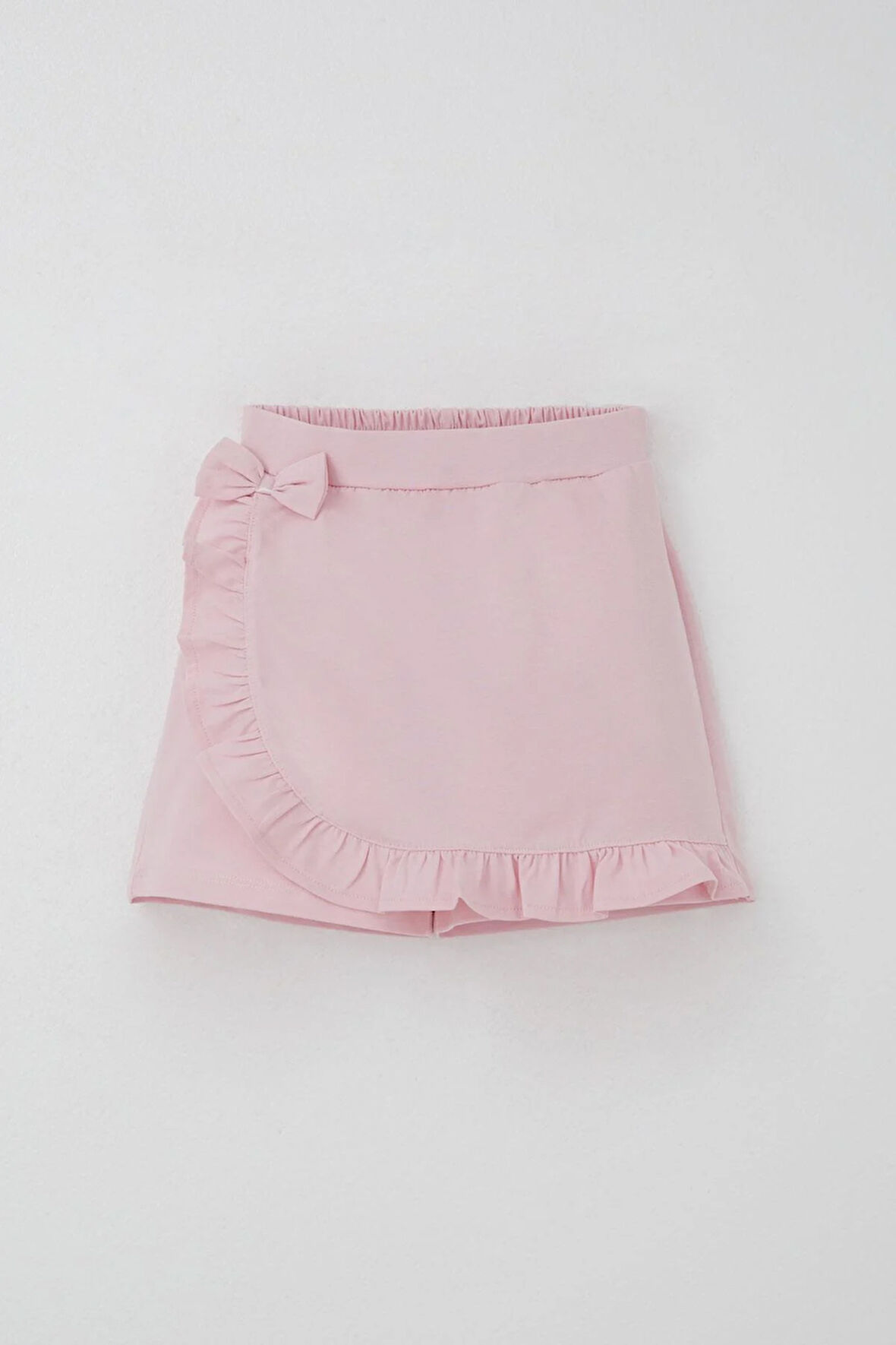 Breeze Kız Çocuk Şort Etek Fiyonk Aksesuarlı Fırfırlı 6-10 Yaş, Pembe