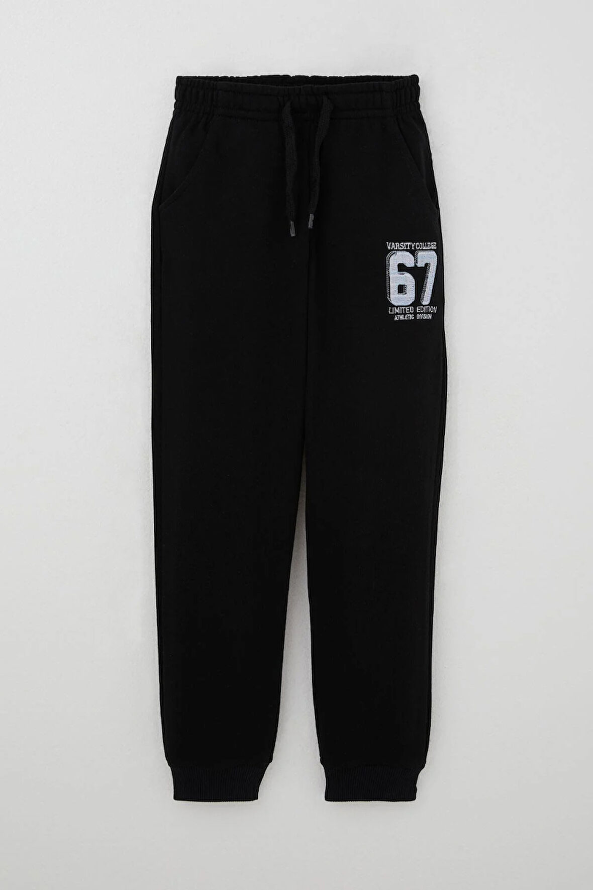 Breeze Erkek Çocuk Eşofman Alt Nakışlı Bağcık Akesuarlı 4-8 Yaş, Siyah