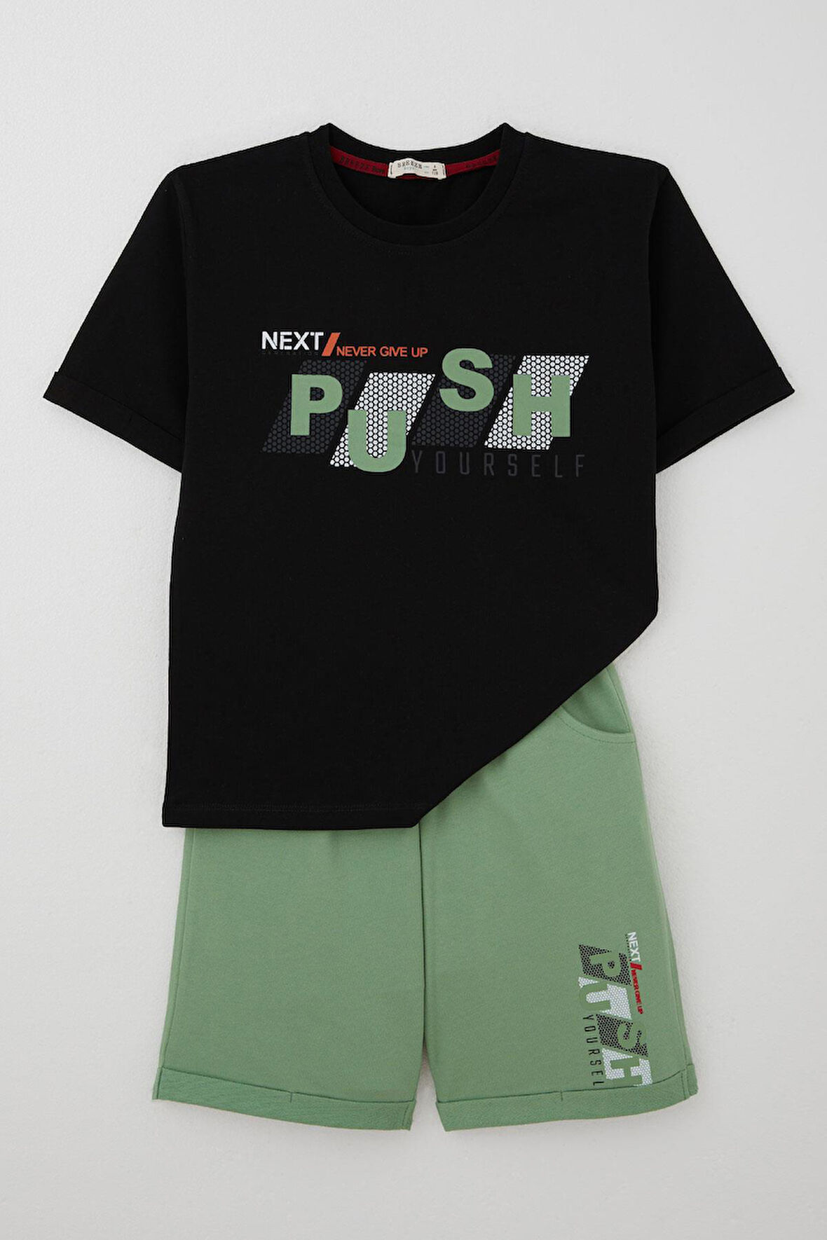 Breeze Kız Çocuk Şortlu Takm Yazı Baskılı Beli Lastikli Cepli 6-12 Yaş, Siyah