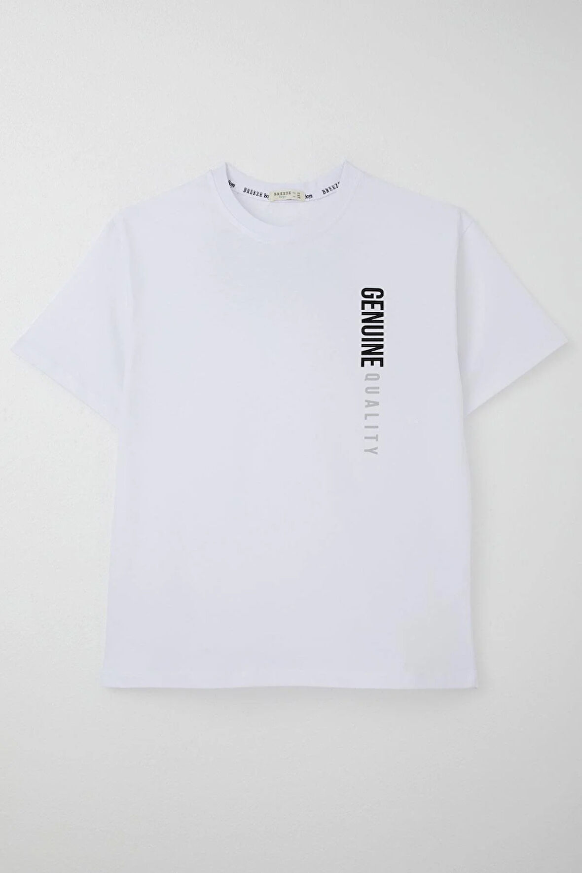 Breeze Erkek Çocuk Tişört Sırt Kısmı Yazı Baskılı 9-14 Yaş, Beyaz