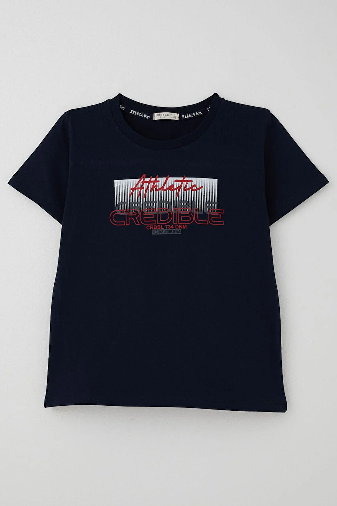 Breeze Erkek Çocuk Tişört Yazı Baskılı Sırt Kısmı Baskı Detaylı 10-16 Yaş, Lacivert