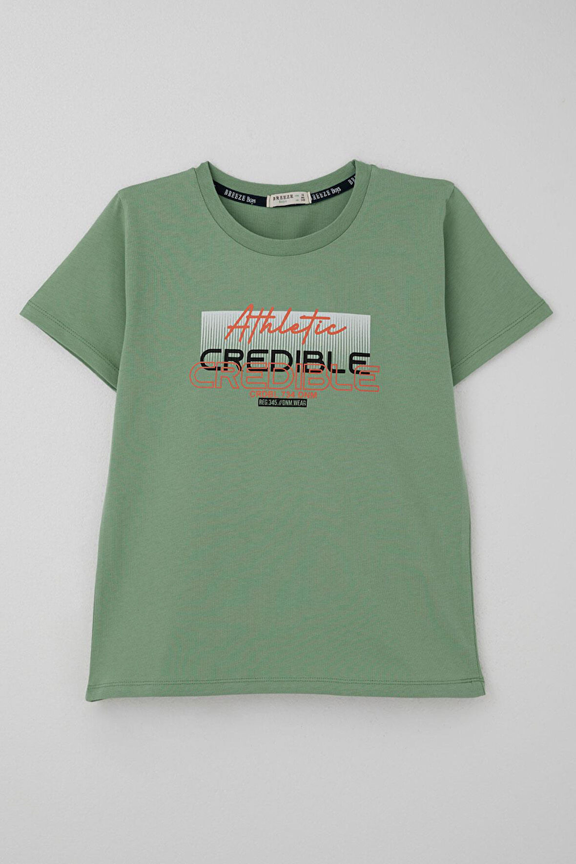 Breeze Erkek Çocuk Tişört Yazı Baskılı Sırt Kısmı Baskı Detaylı 10-16 Yaş, Mint Yeşili