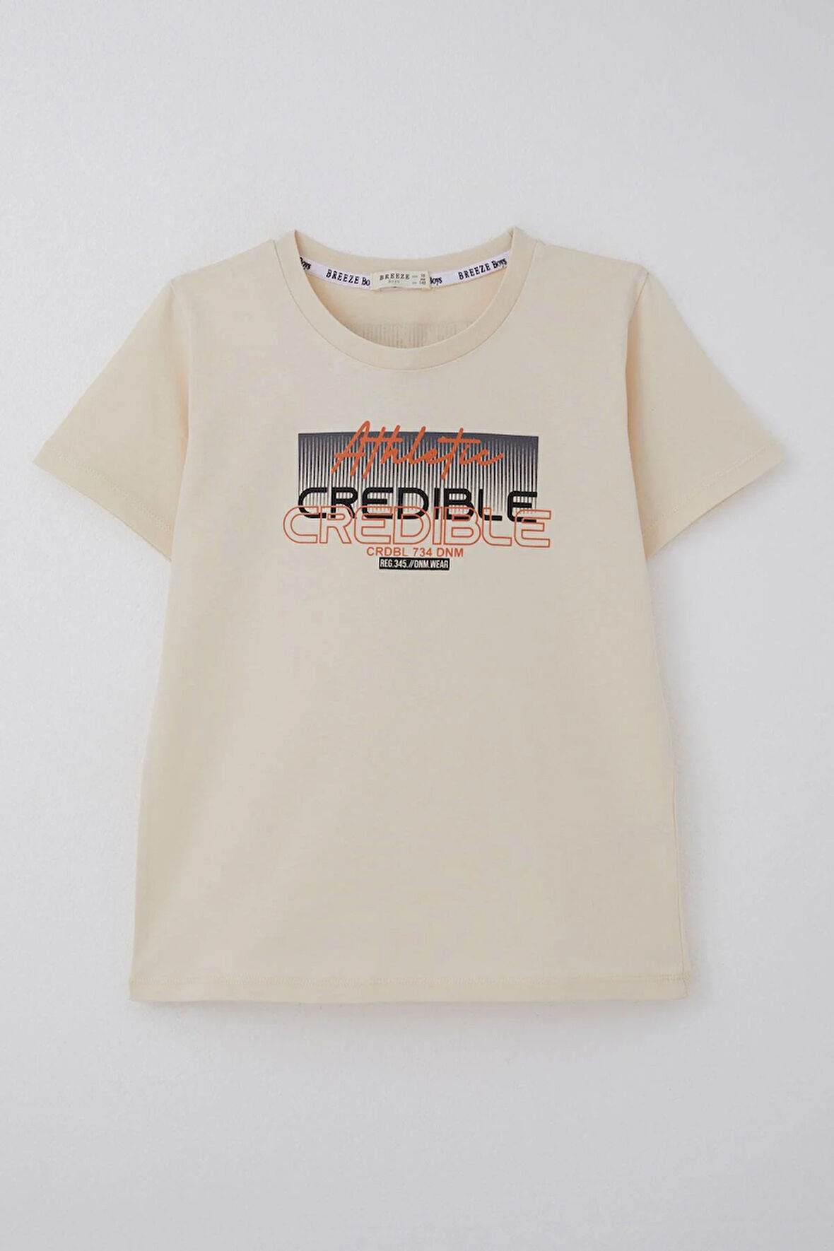 Breeze Erkek Çocuk Tişört Yazı Baskılı Sırt Kısmı Baskı Detaylı 10-16 Yaş, Krem