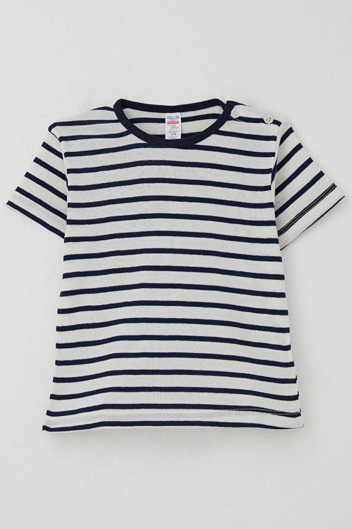 Breeze Erkek Çocuk Tişört Patlı Çizgili 1-4 Yaş, Beyaz