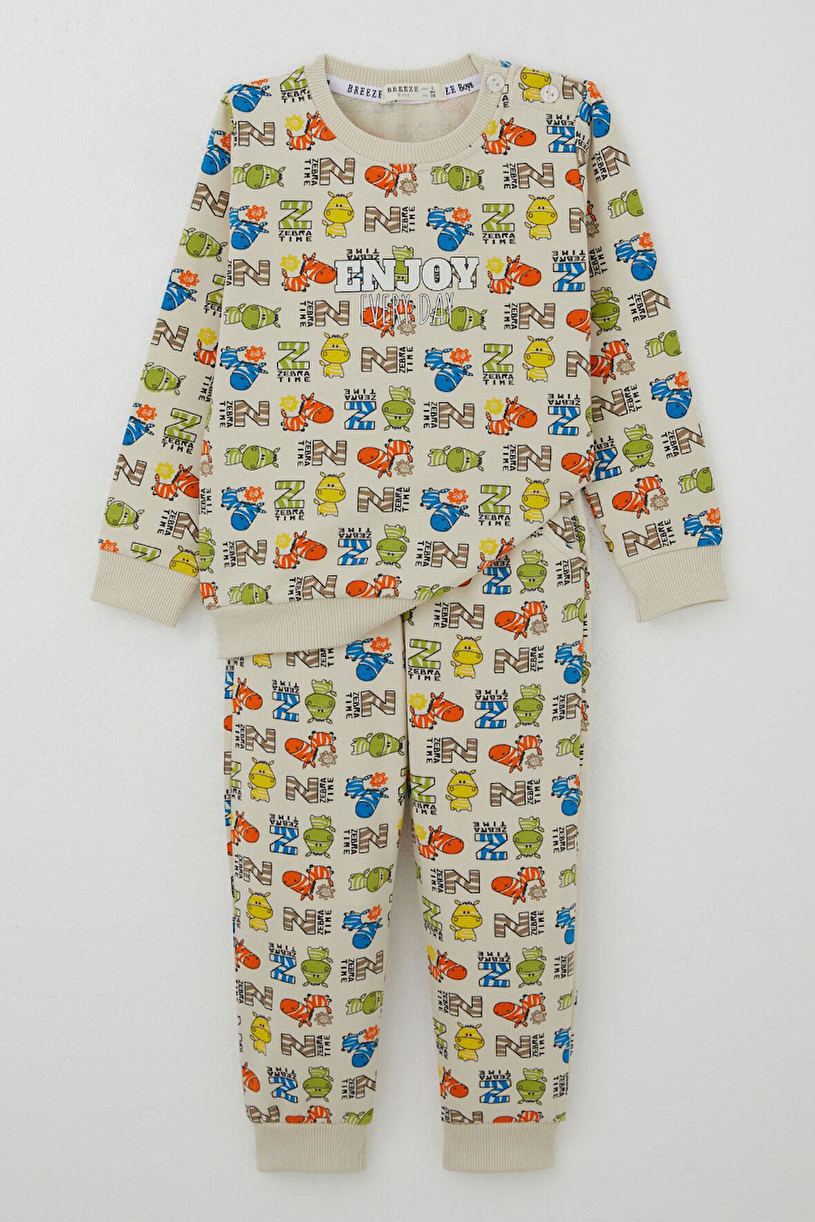 Breeze Erkek Çocuk Eşofman Takımı Zebra Mecarası 1.5-5 Yaş, Krem