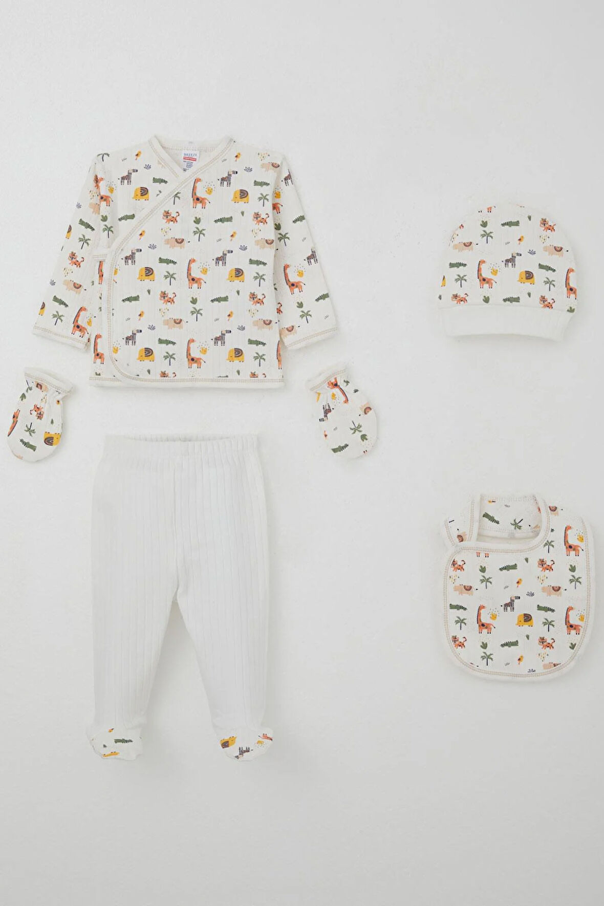 Breeze Erkek Bebek Hastane Çıkışı 5 Li Bebek Hayvanat Bahçesi 0-3 Ay, Ekru